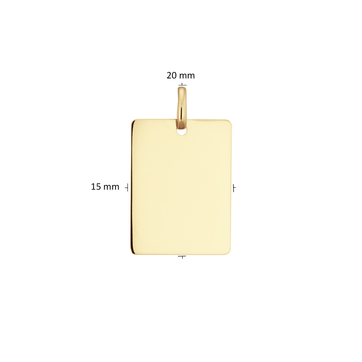 GLOW 242.0046.20 14-karaat gouden rechthoekige graveerhanger glanzend 15 mm breed - Hoogte 20 mm