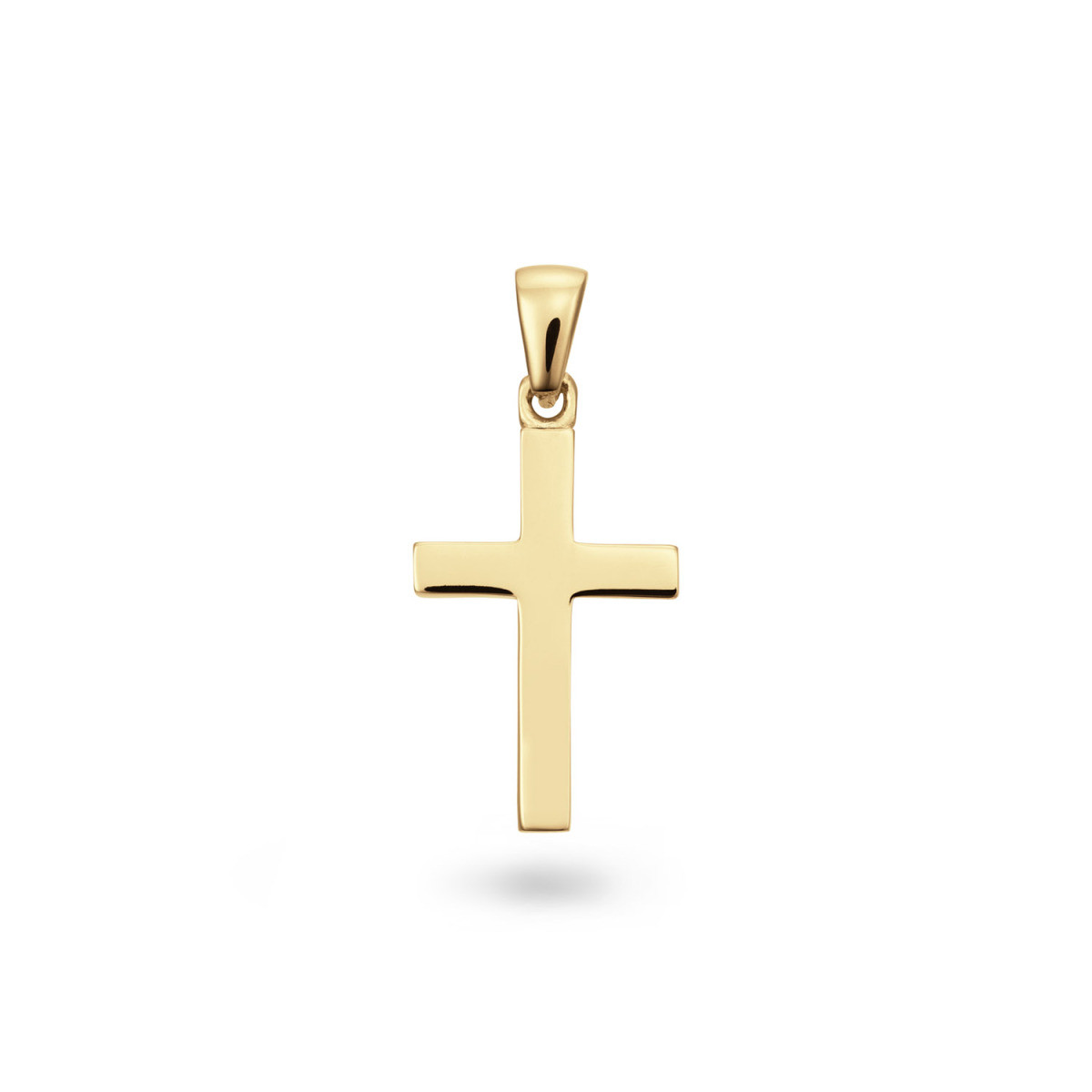 GLOW 246.0213.00 14-karaat gouden glanzende kruis hanger 12 mm breed