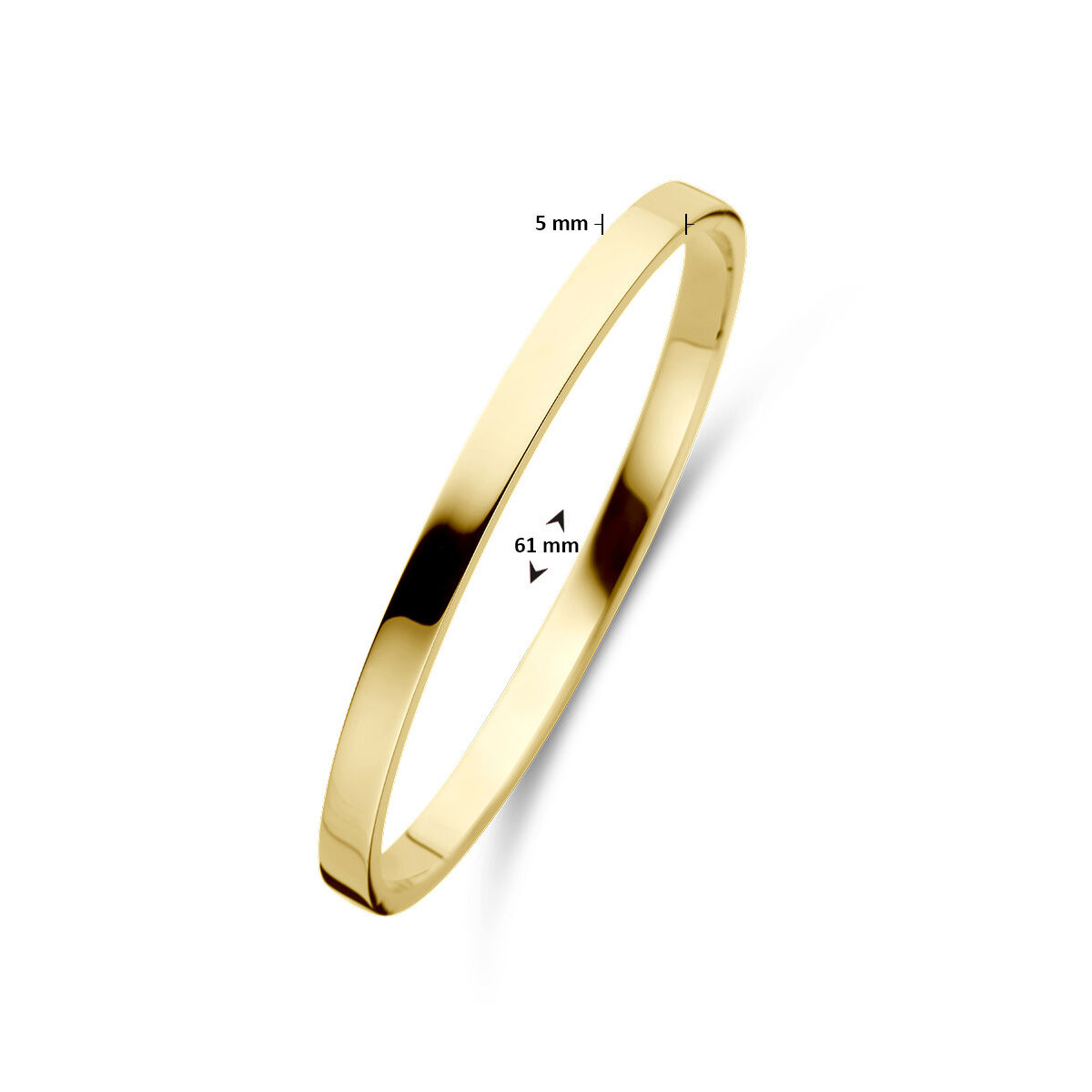 Gouden slavenarmband met zilveren kern vlak 5 mm graveerbaar