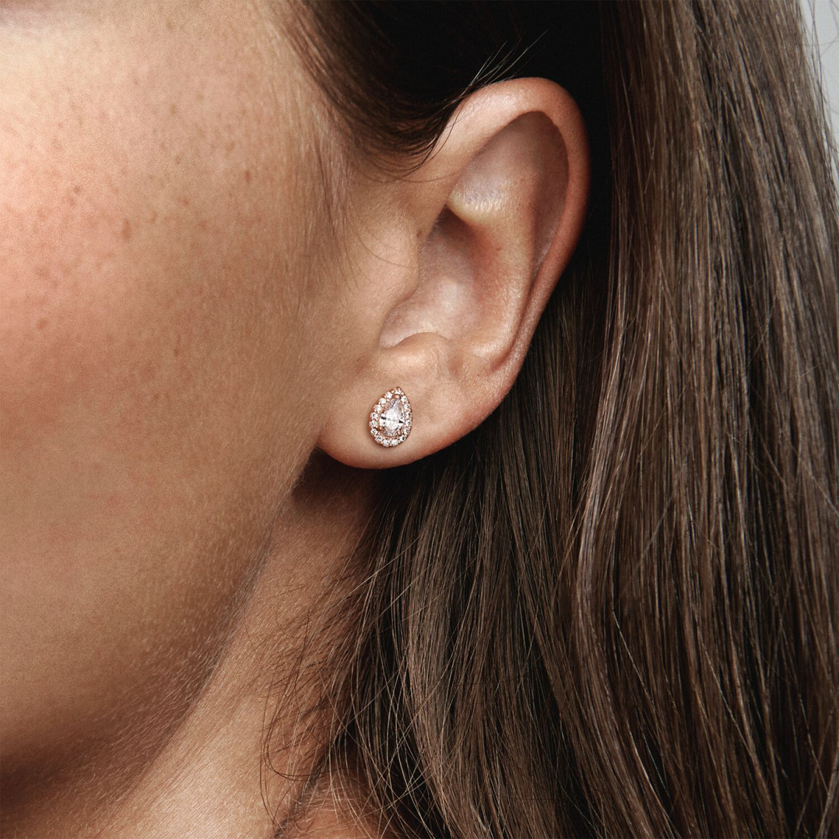Pandora Timeless 286252CZ druppel oorbellen met transparante zirkonia's rose gold plated - Hoogte 7.5 mm