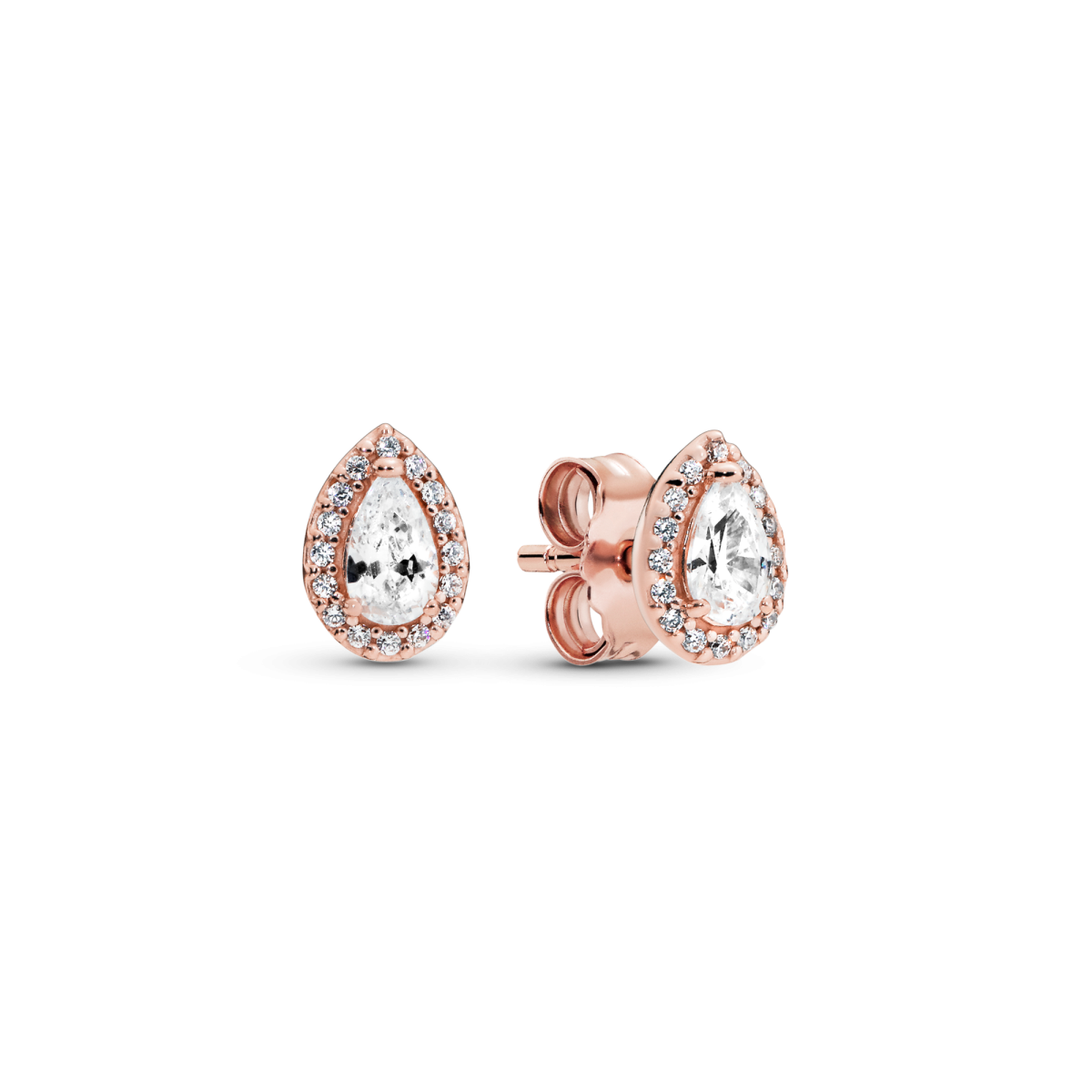Pandora Timeless 286252CZ druppel oorbellen met transparante zirkonia's rose gold plated - Hoogte 7.5 mm