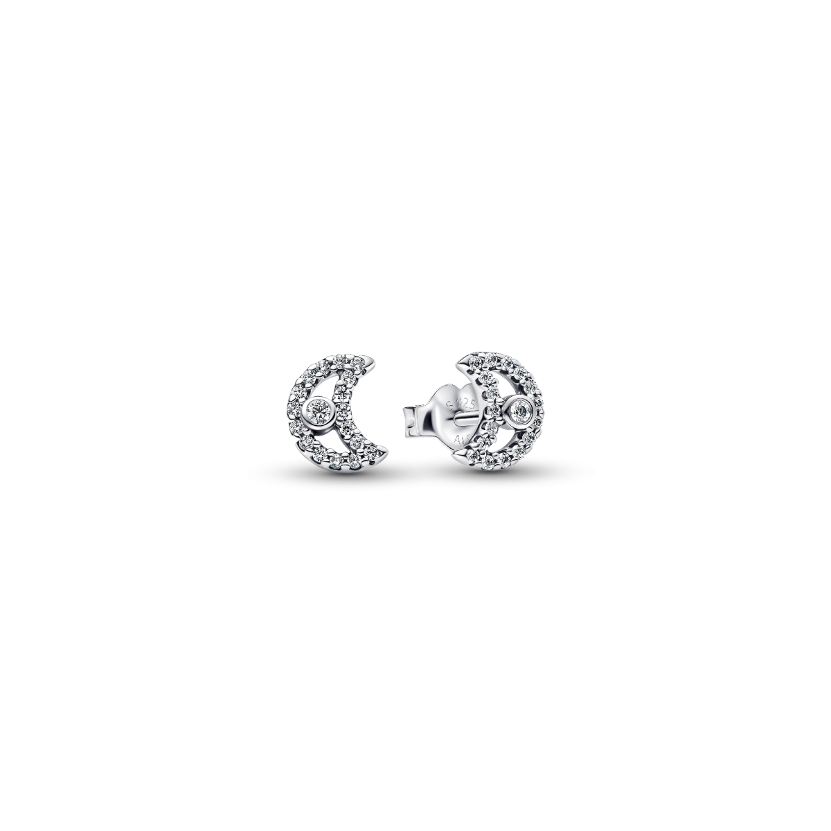 Pandora Moments 294257C01 halve maan oorstekers zilver met zirkonia