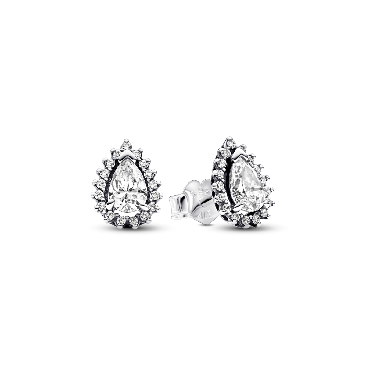 Pandora Timeless 292834C01 druppel oorbellen halo zirkonia's van zilver - Hoogte 9.7 mm