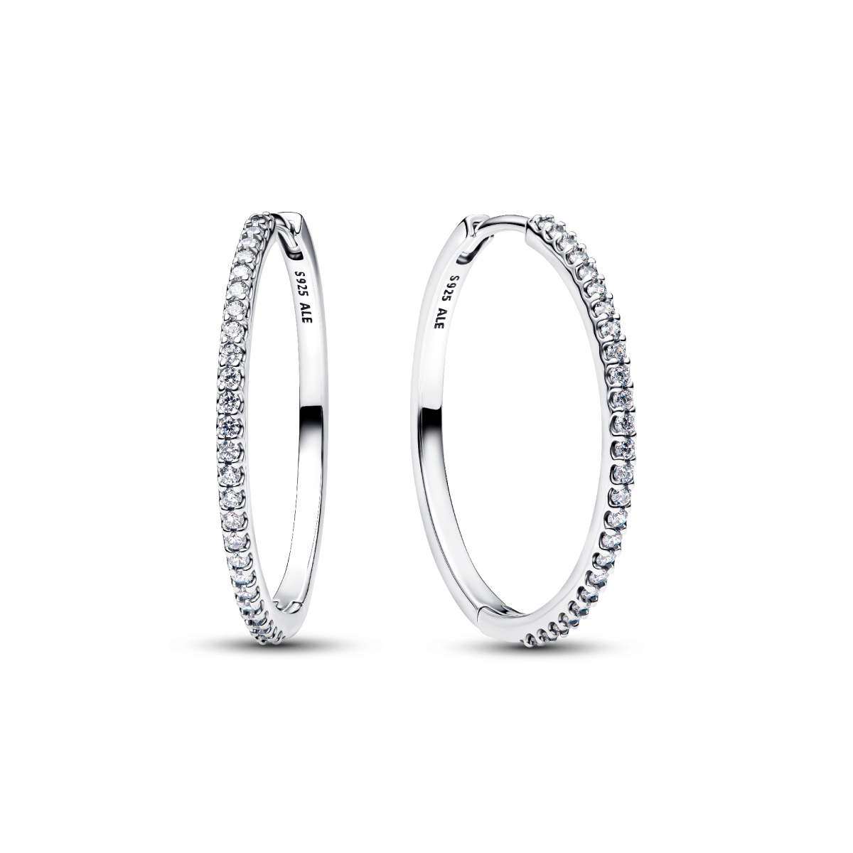 Pandora Timeless 294650C01 zilveren klapoorringen met zirkonia 1.9 mm breed - Diameter 28 mm