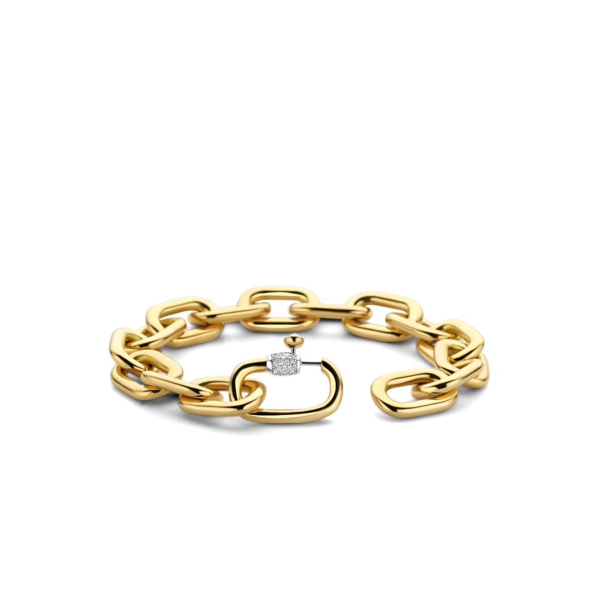 TI SENTO 2949SY gold plated schakelarmband met zirkonia sluiting - Lengte 21 cm