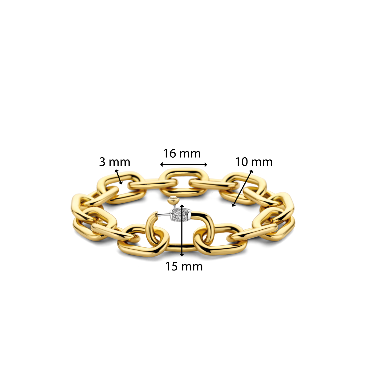 TI SENTO 2949SY gold plated schakelarmband met zirkonia sluiting - Lengte 21 cm