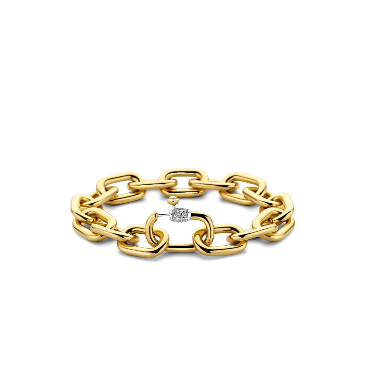 TI SENTO 2949SY gold plated schakelarmband met zirkonia sluiting - Lengte 21 cm