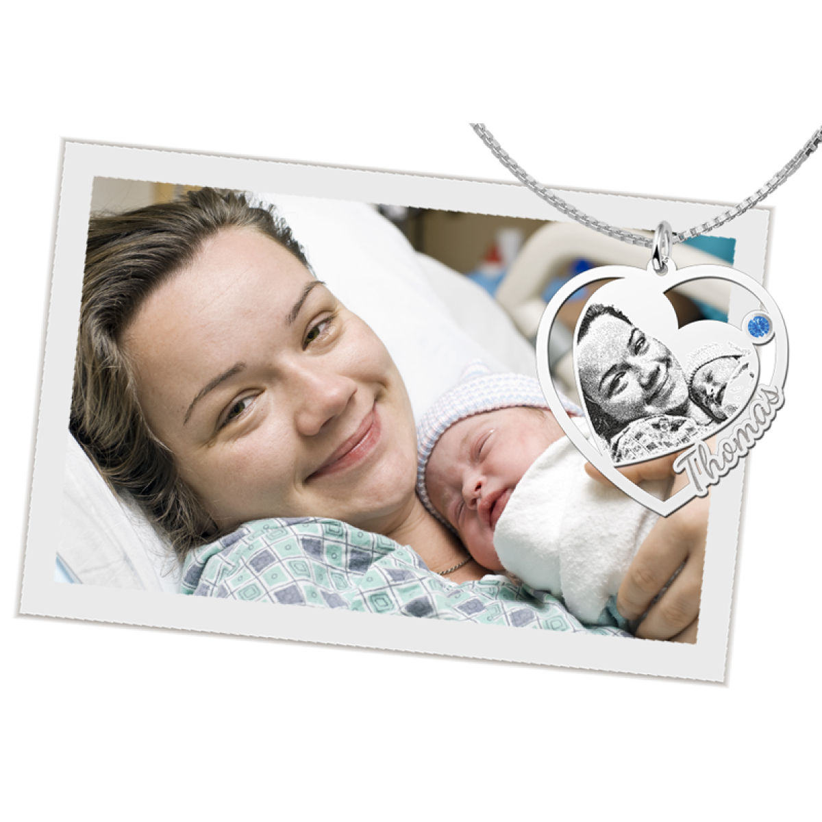 Fotohanger hart met steen - 30 x 31 mm - Names4ever