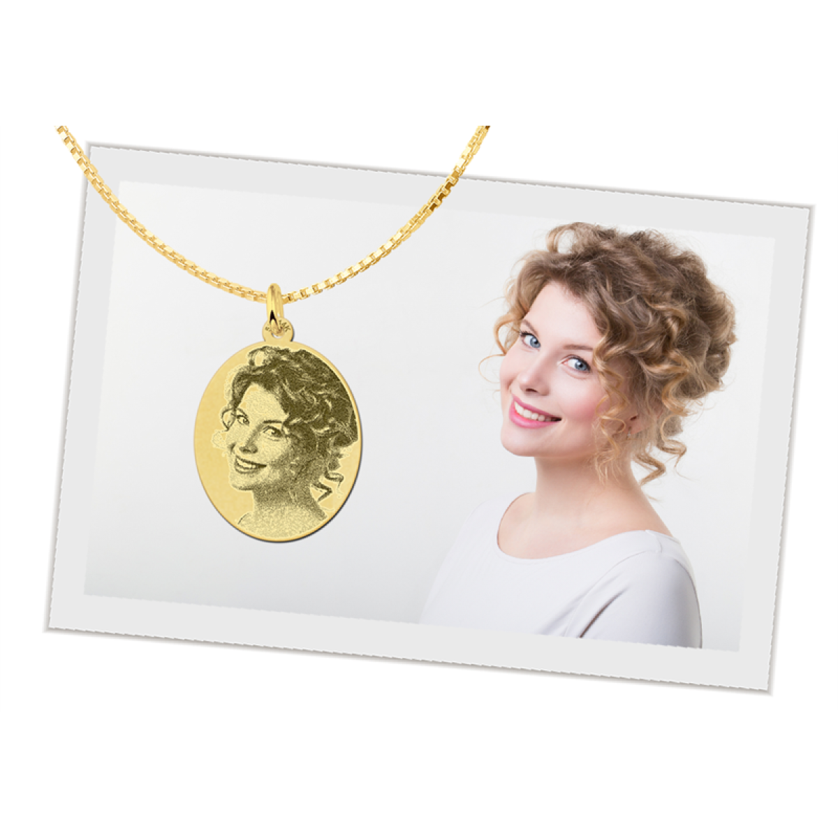 Foto hanger ovaal van goud - 19.5 x 23.5 mm - Names4ever