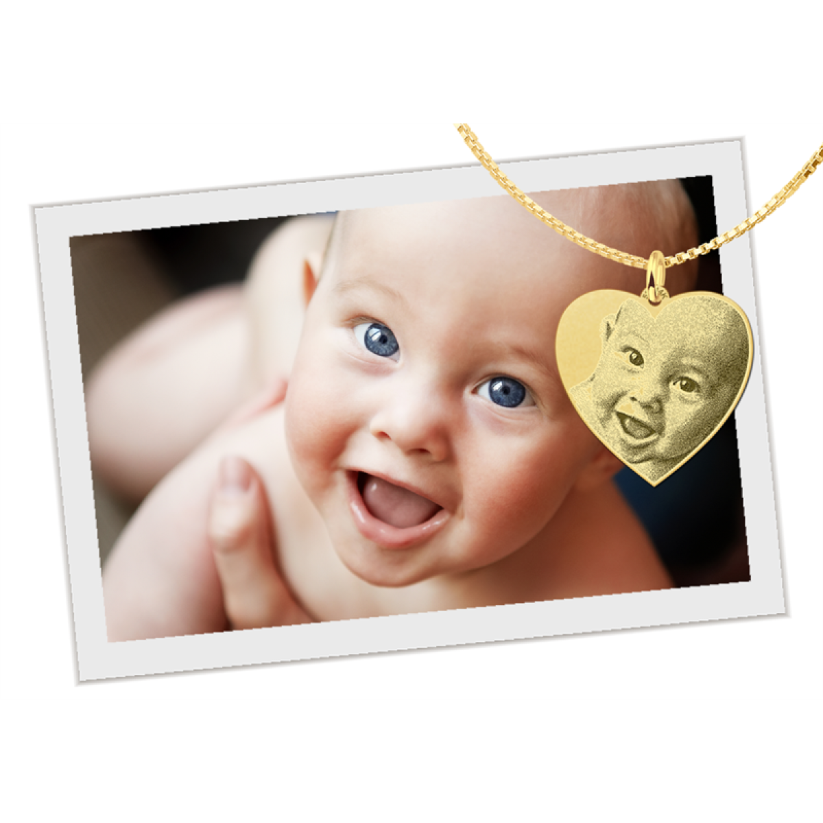 Gouden hart hanger met foto - 23.5 x 23.5 mm - Names4ever