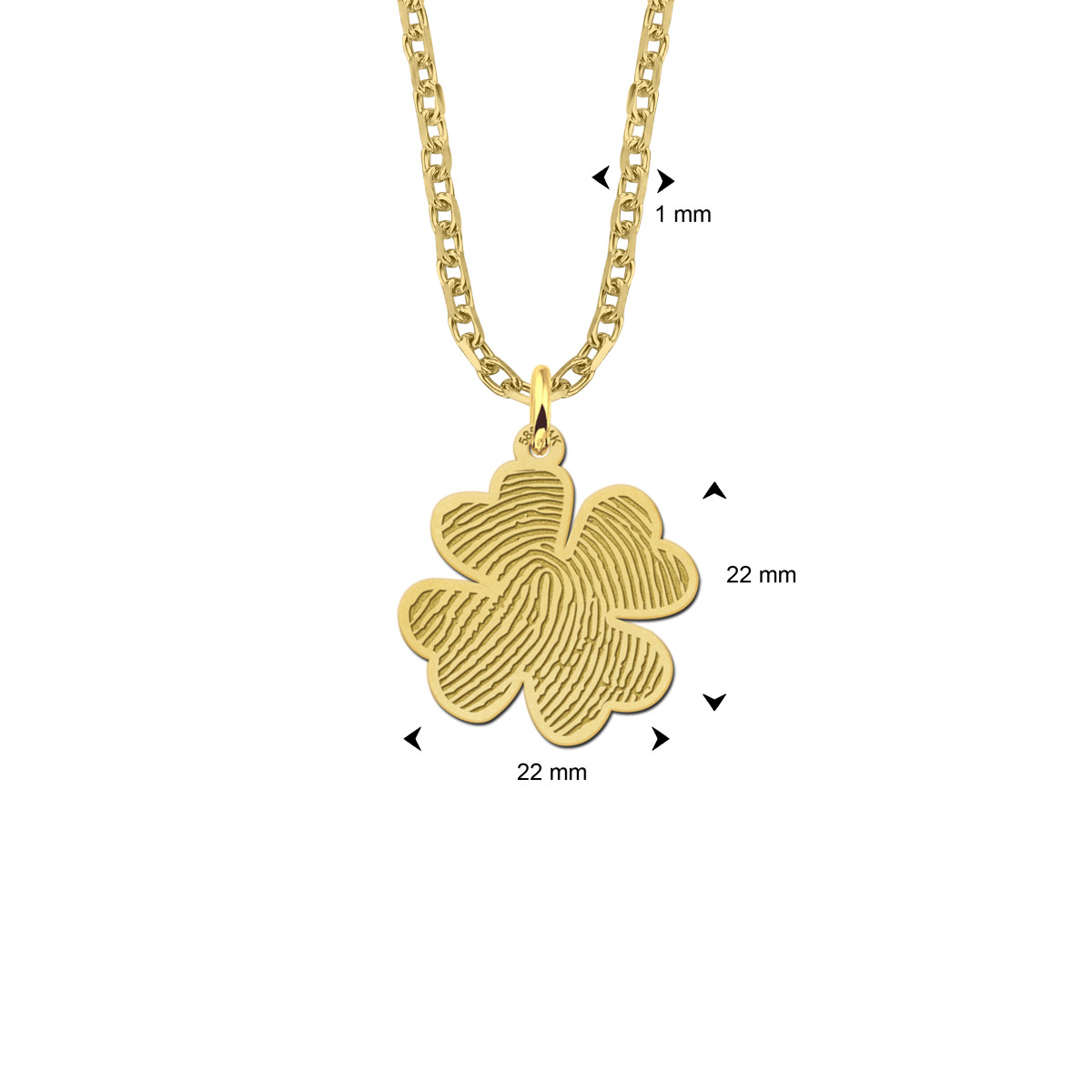 Names4ever goud klaver collier vingerafdruk - Lengte 45-50 cm