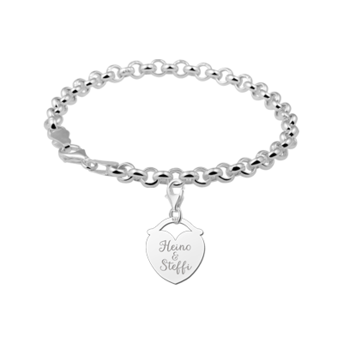 Zilveren bedel hart met twee namen Names4ever