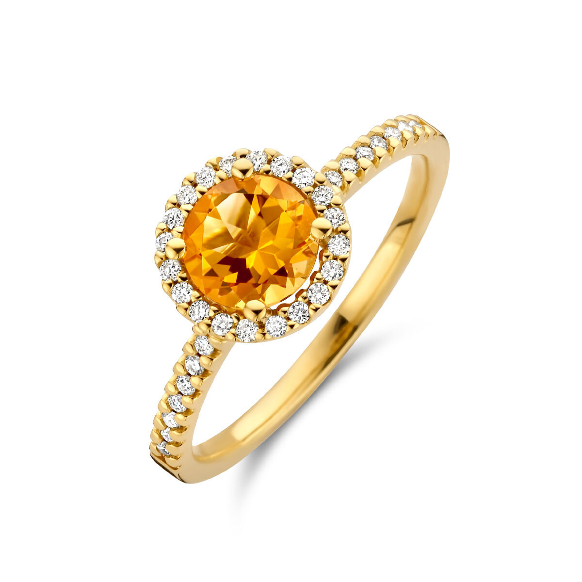 14-karaat diamant ring met citrien