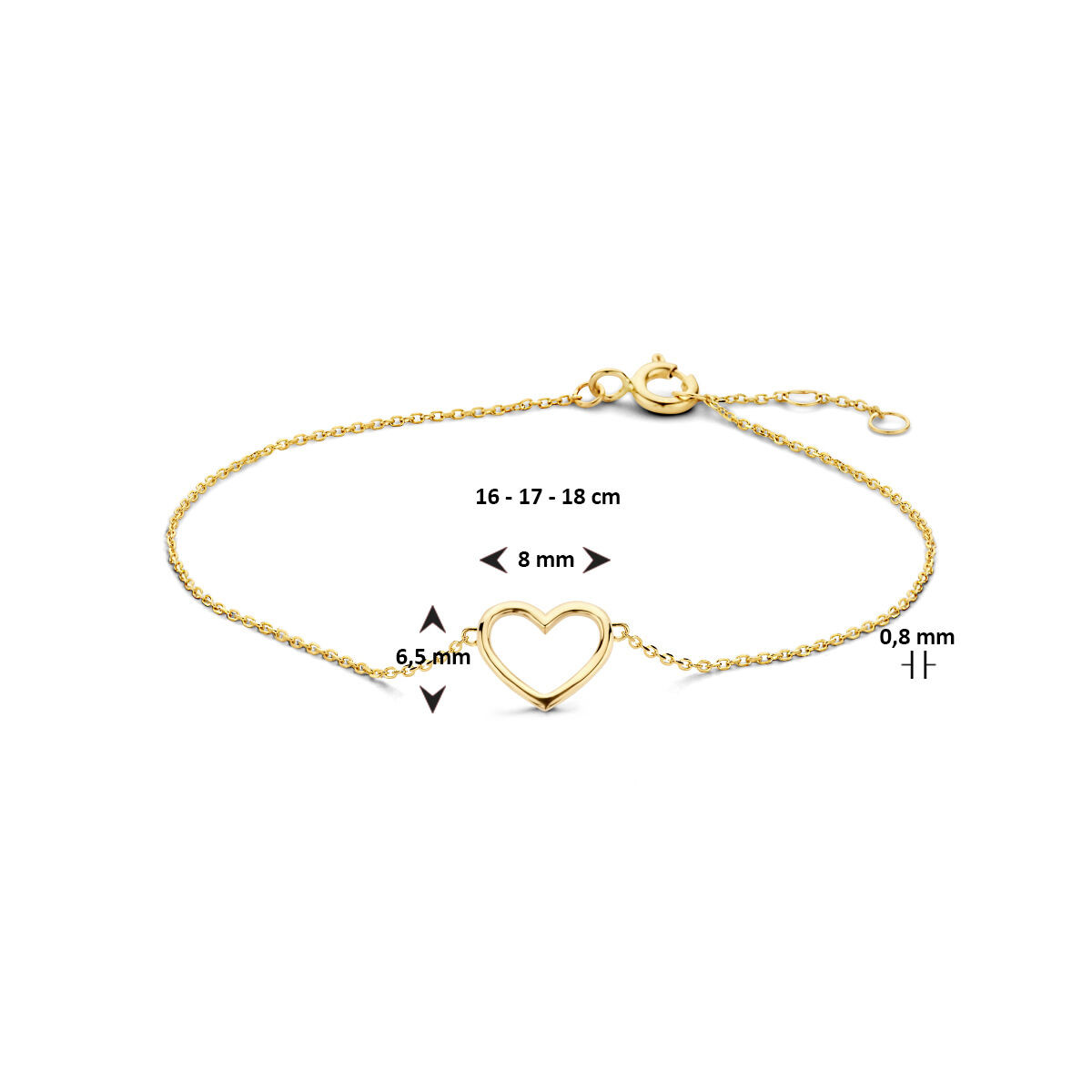 Armband goud met hartje
