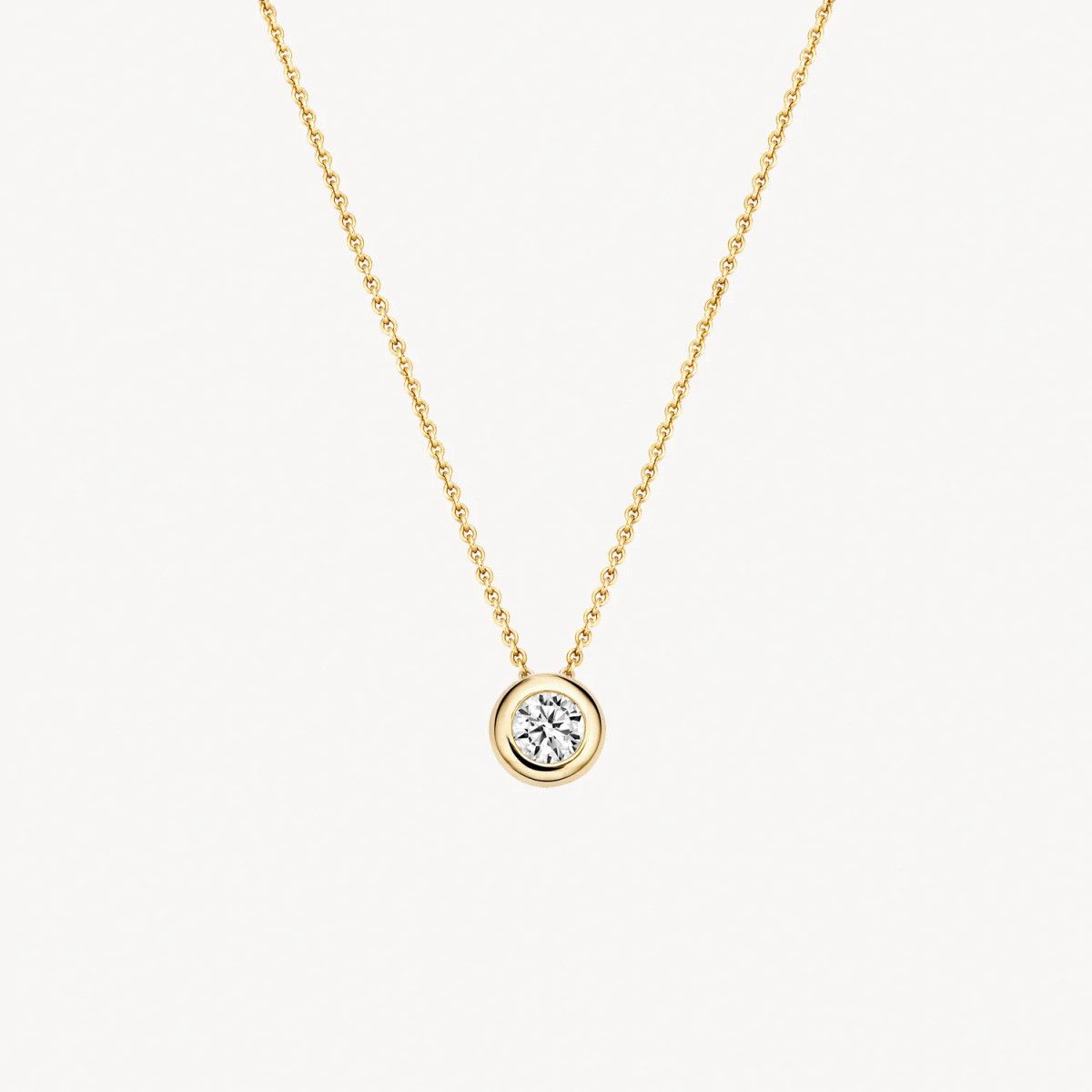 Blush 3052YZI gouden ketting met hanger ronde zirkonia 4.8 mm - Lengte 42 cm