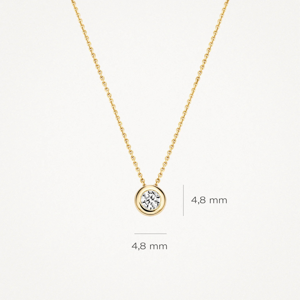Blush 3052YZI gouden ketting met hanger ronde zirkonia 4.8 mm - Lengte 42 cm