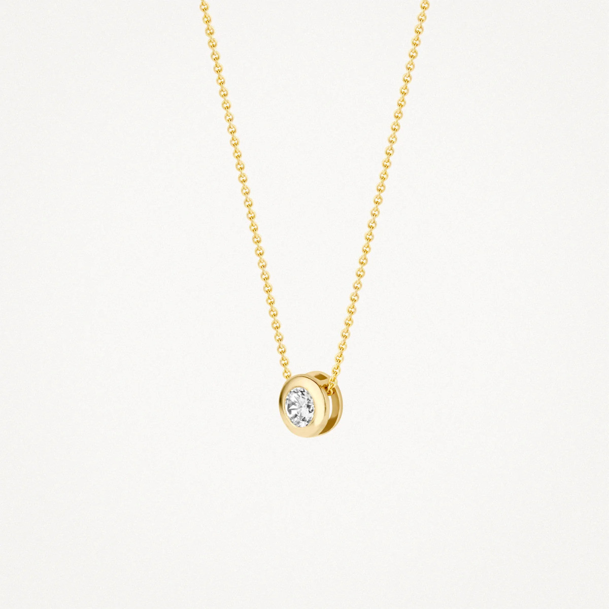 Blush 3052YZI gouden ketting met hanger ronde zirkonia 4.8 mm - Lengte 42 cm