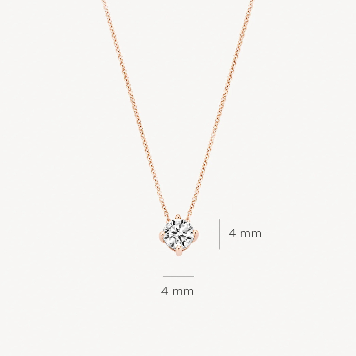 Blush 3057RZI roségouden ketting met briljant geslepen zirkonia 4 mm - Lengte 42 cm