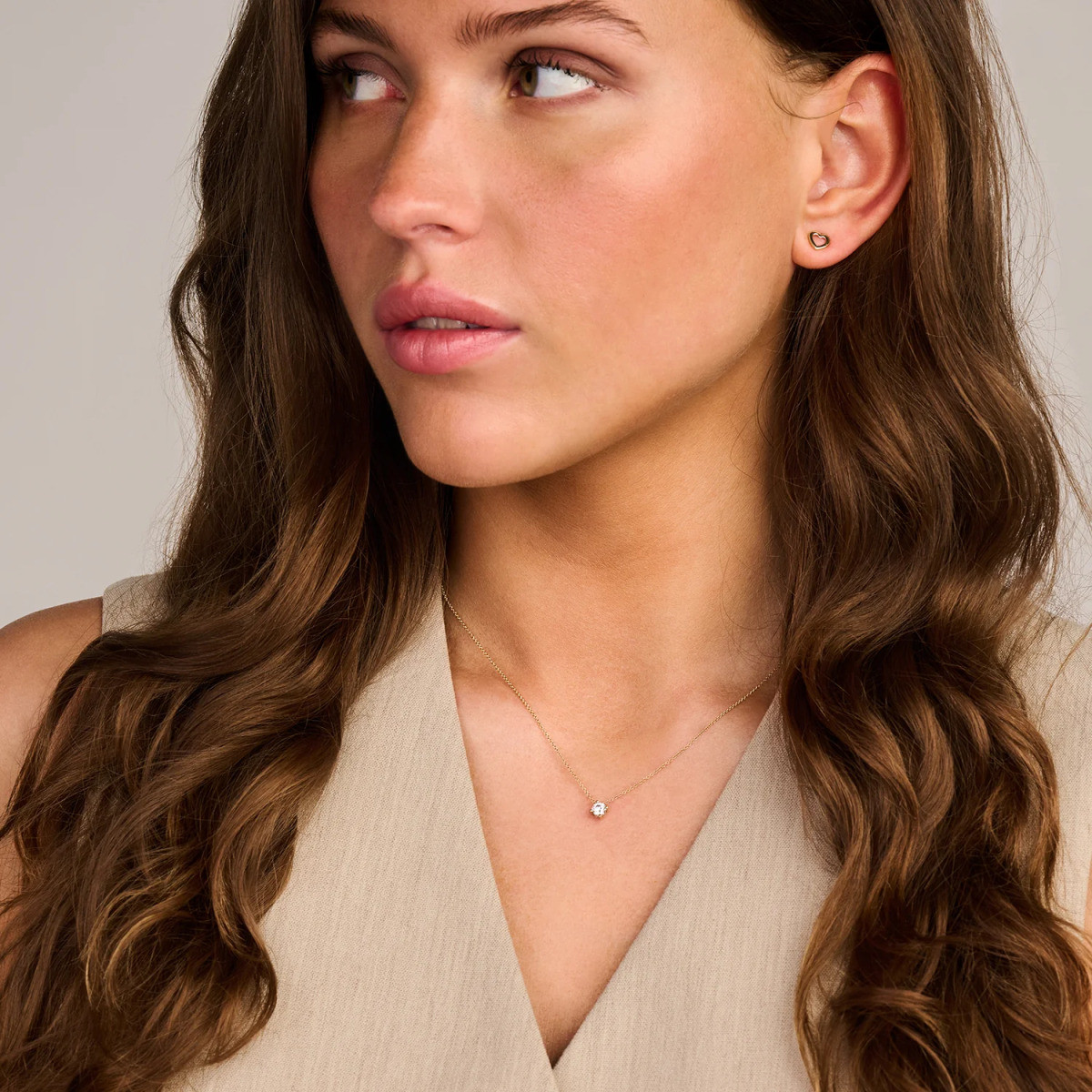 Blush 3057YZI gouden ketting met hanger ronde zirkonia 4 mm - Lengte 42 cm