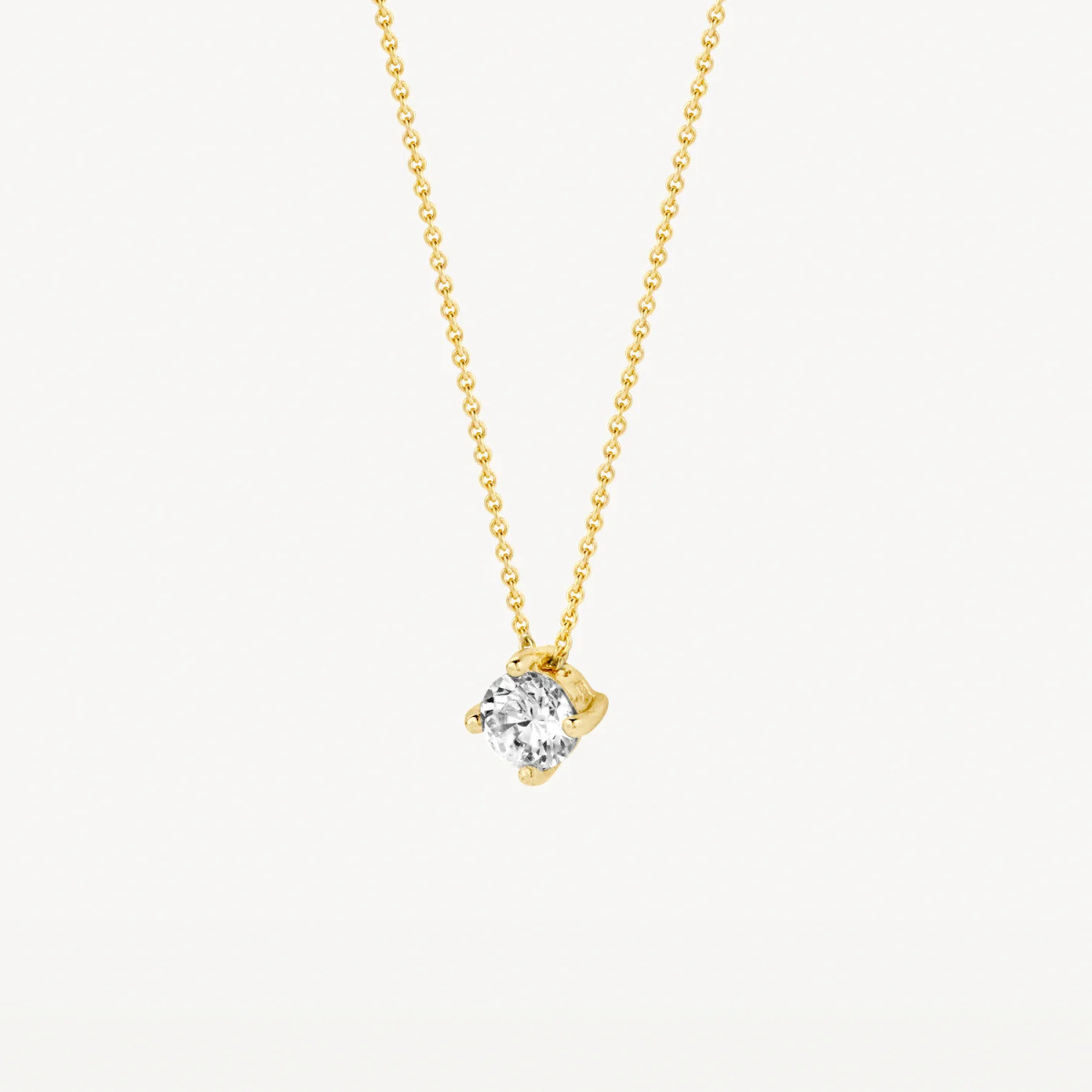 Blush 3057YZI gouden ketting met hanger ronde zirkonia 4 mm - Lengte 42 cm