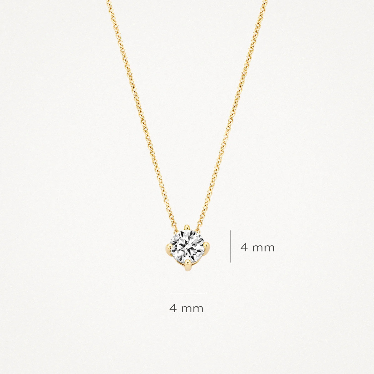 Blush 3057YZI gouden ketting met hanger ronde zirkonia 4 mm - Lengte 42 cm