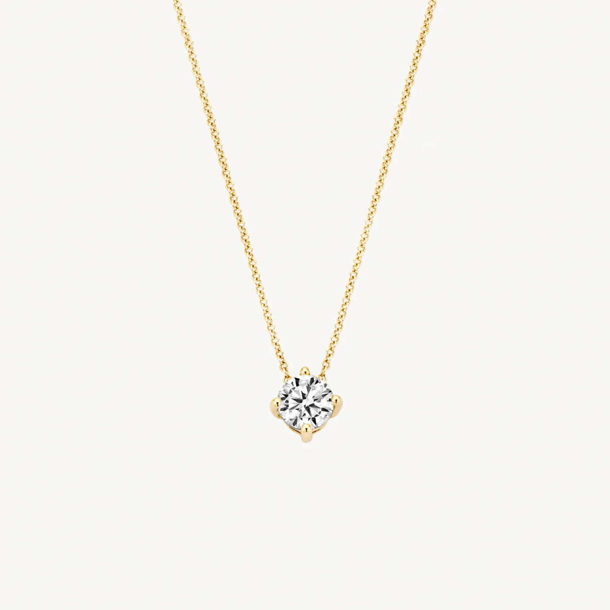 Blush 3057YZI gouden ketting met hanger ronde zirkonia 4 mm - Lengte 42 cm