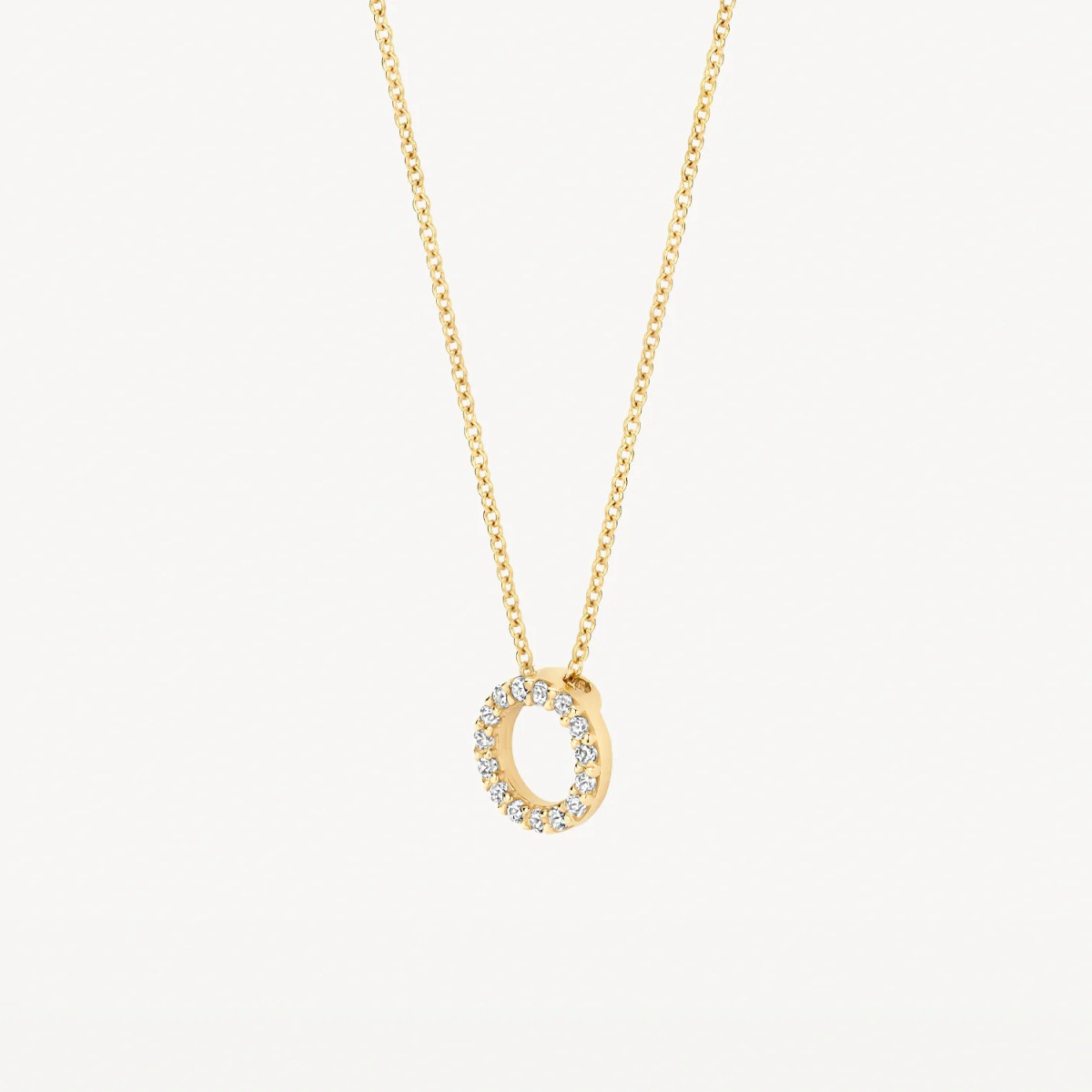 Blush 3065YZI gouden ketting met hanger ronde open zirkonia hanger 7.3 mm - Lengte 42 cm
