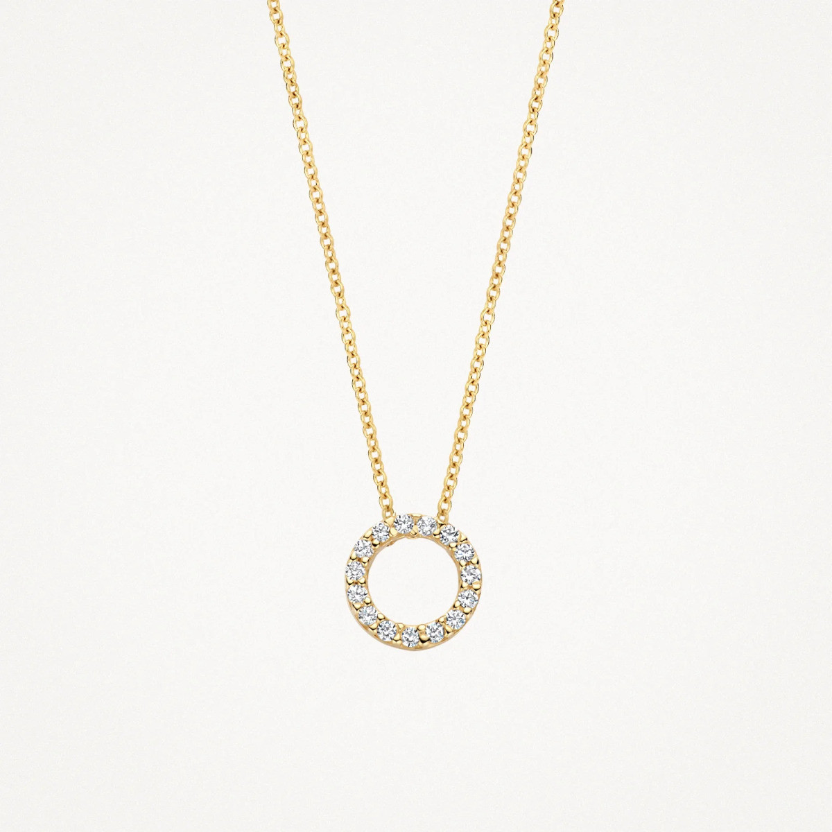 Blush 3065YZI gouden ketting met hanger ronde open zirkonia hanger 7.3 mm - Lengte 42 cm