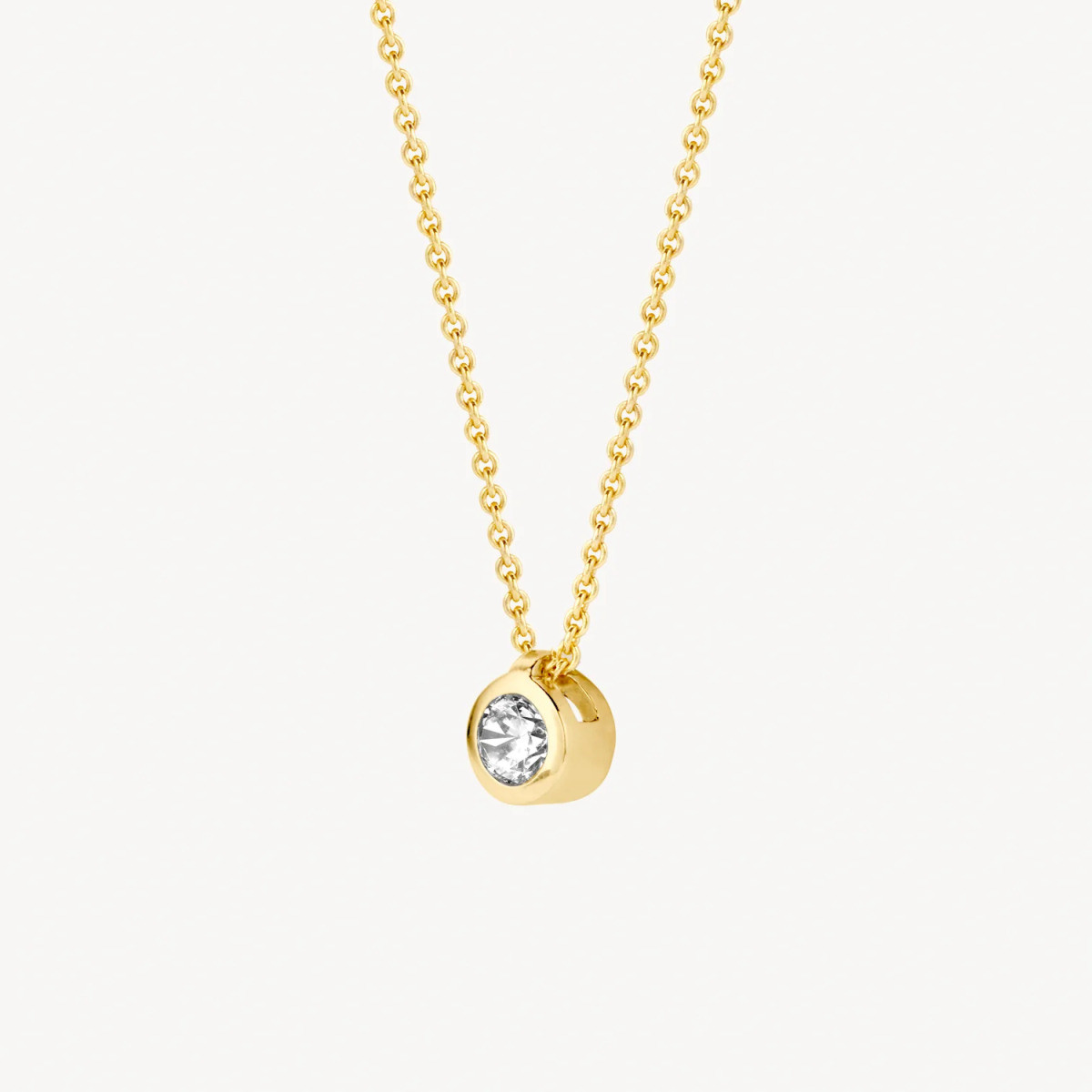 Blush 3067YZI gouden ketting met hanger ronde zirkonia 5.4 mm - Lengte 42 cm