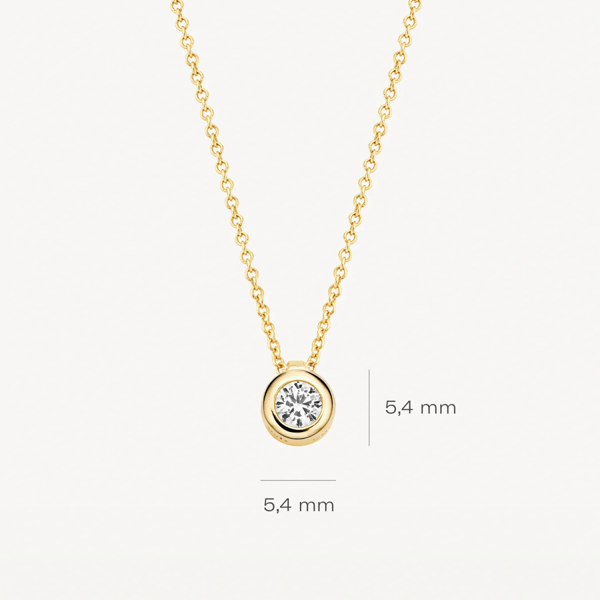 Blush 3067YZI gouden ketting met hanger ronde zirkonia 5.4 mm - Lengte 42 cm