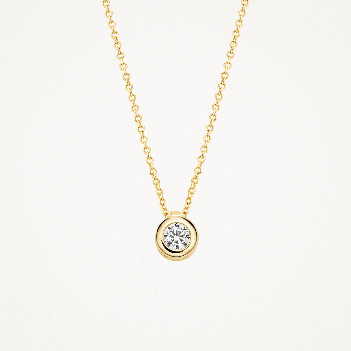 Blush 3067YZI gouden ketting met hanger ronde zirkonia 5.4 mm - Lengte 42 cm