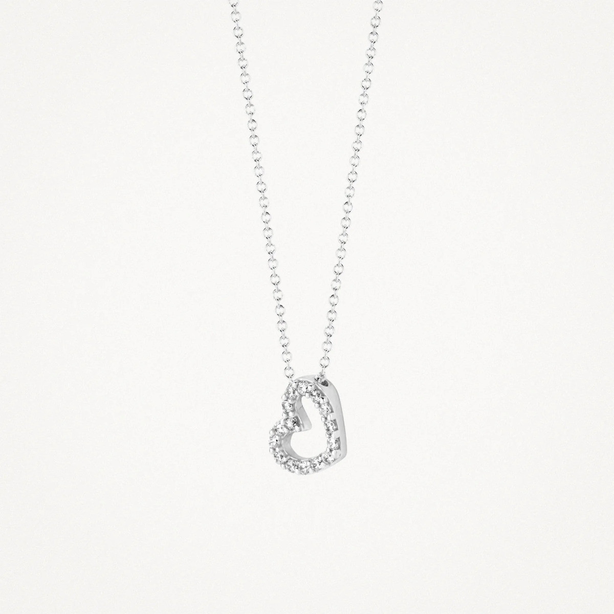 Blush 3072WZI witgouden ketting met zirkonia hartje 6.5 mm x 6.5 mm - Lengte 42 cm