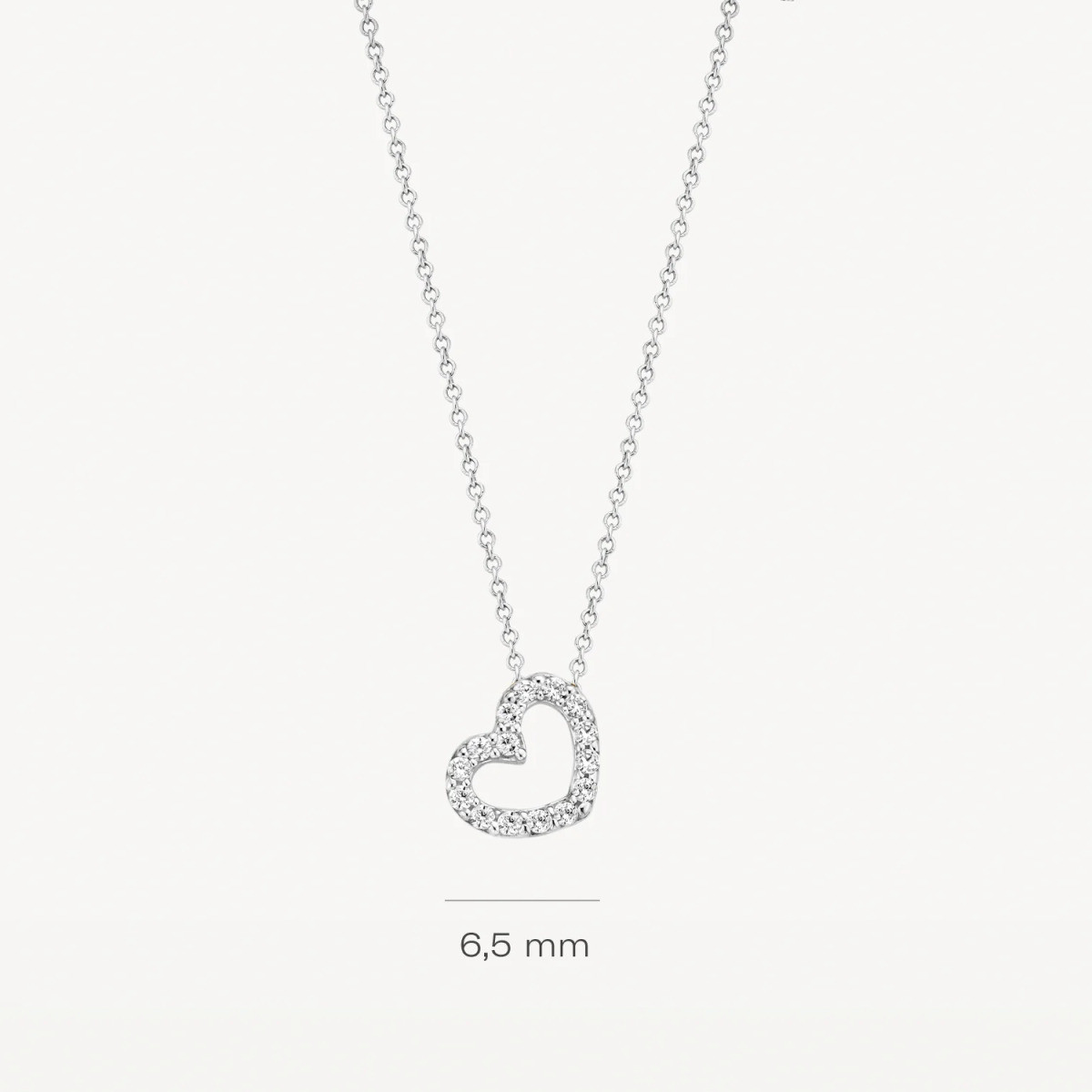 Blush 3072WZI witgouden ketting met zirkonia hartje 6.5 mm x 6.5 mm - Lengte 42 cm