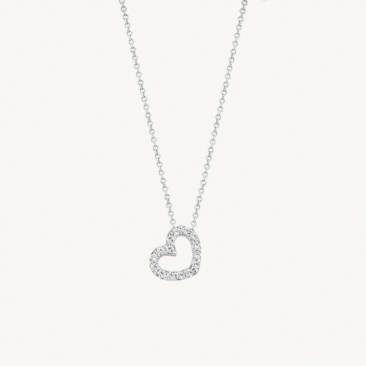 Blush 3072WZI witgouden ketting met zirkonia hartje 6.5 mm x 6.5 mm - Lengte 42 cm