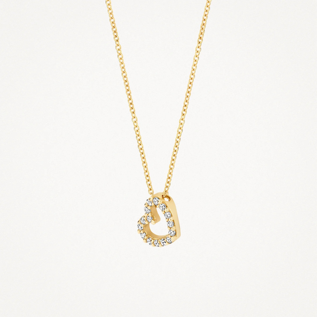 Blush 3072YZI gouden ketting met hart hanger zirkonia 7 mm x 7.5 mm - Lengte 42 cm