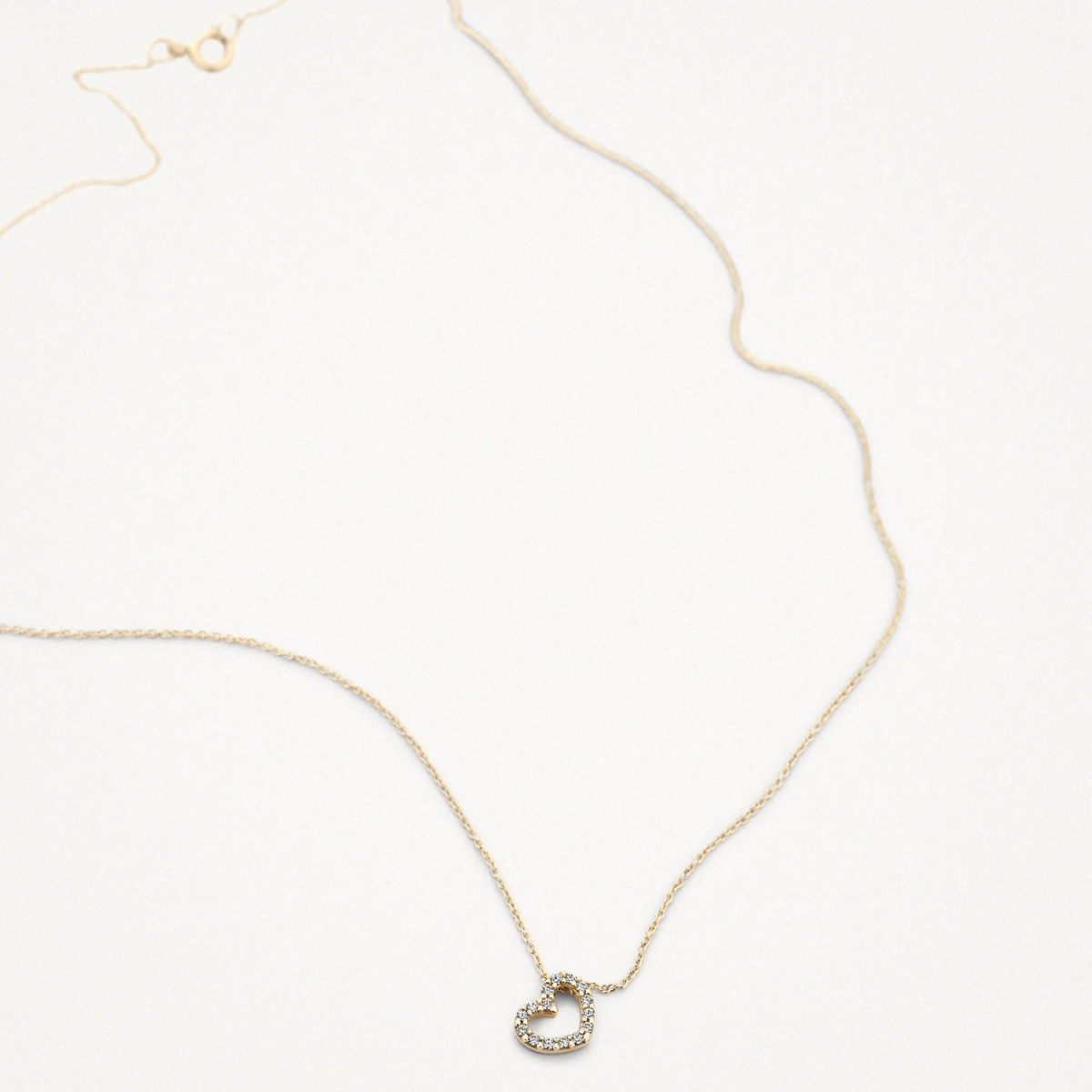 Blush 3072YZI gouden ketting met hart hanger zirkonia 7 mm x 7.5 mm - Lengte 42 cm