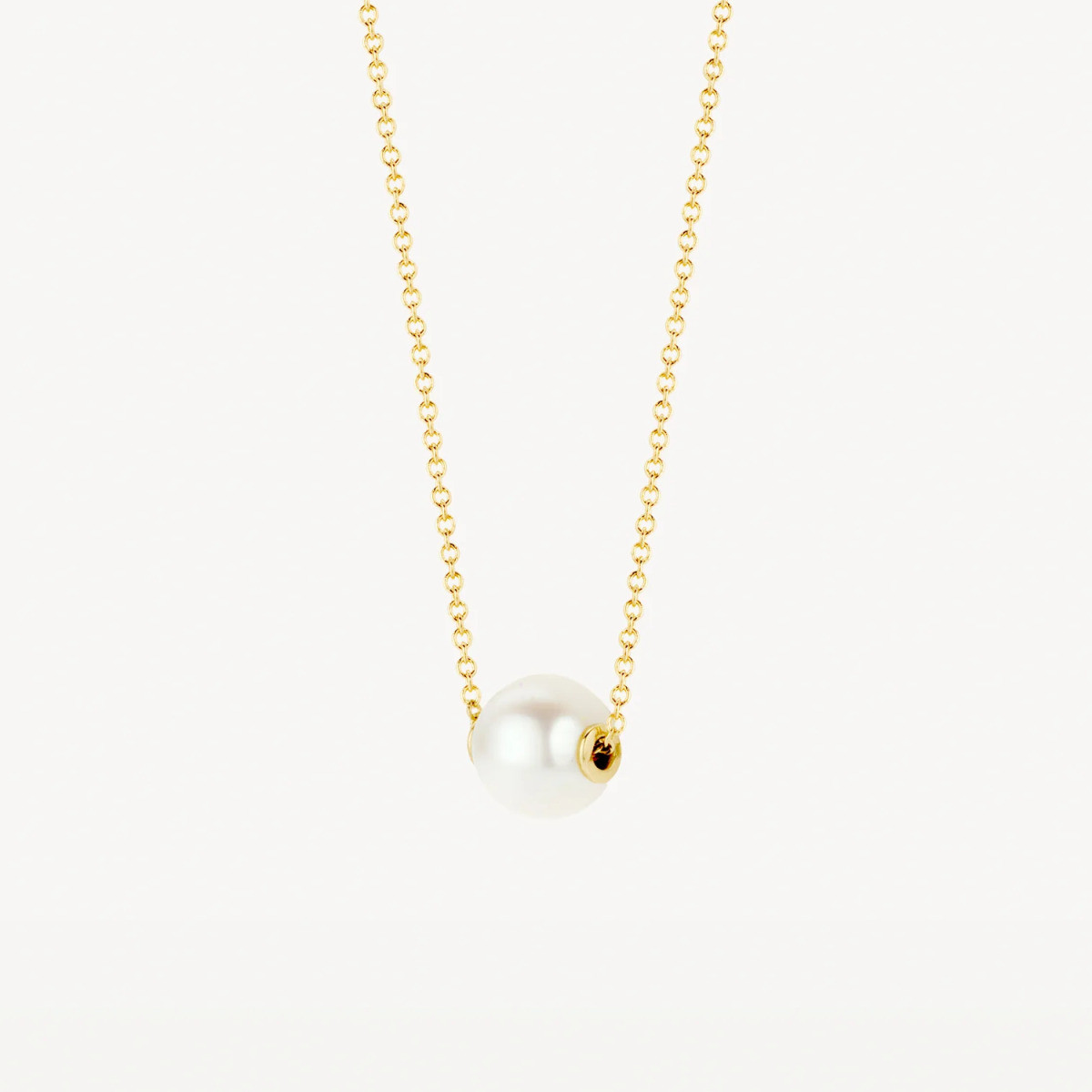 Blush 3076YPW gouden ketting met ronde parel hanger 6 mm - Lengte 42 cm