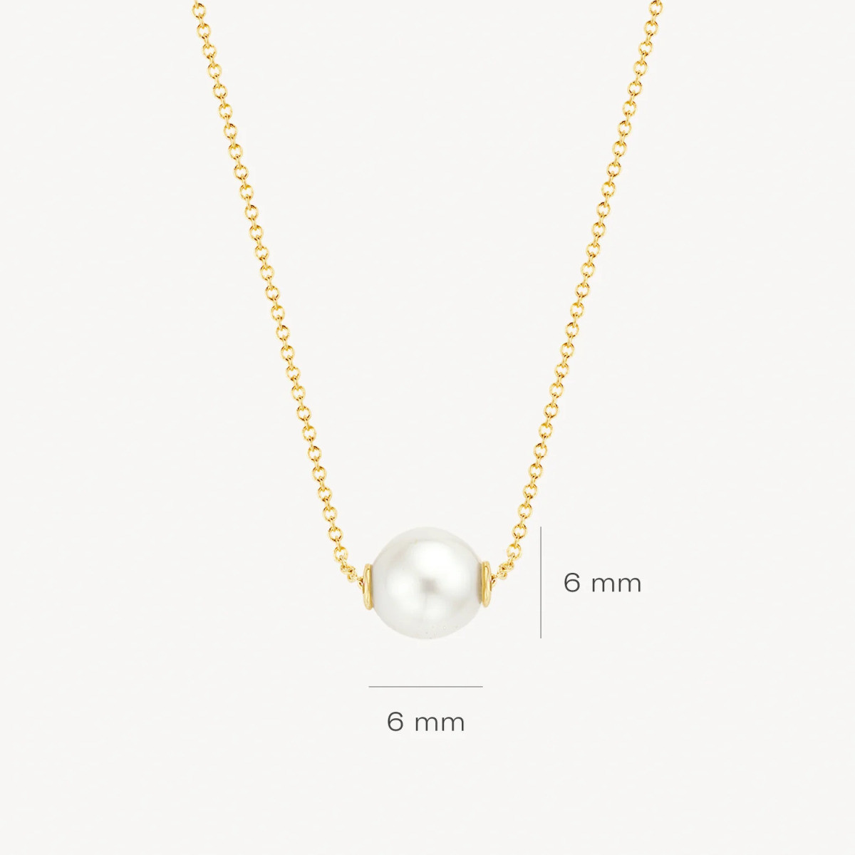 Blush 3076YPW gouden ketting met ronde parel hanger 6 mm - Lengte 42 cm
