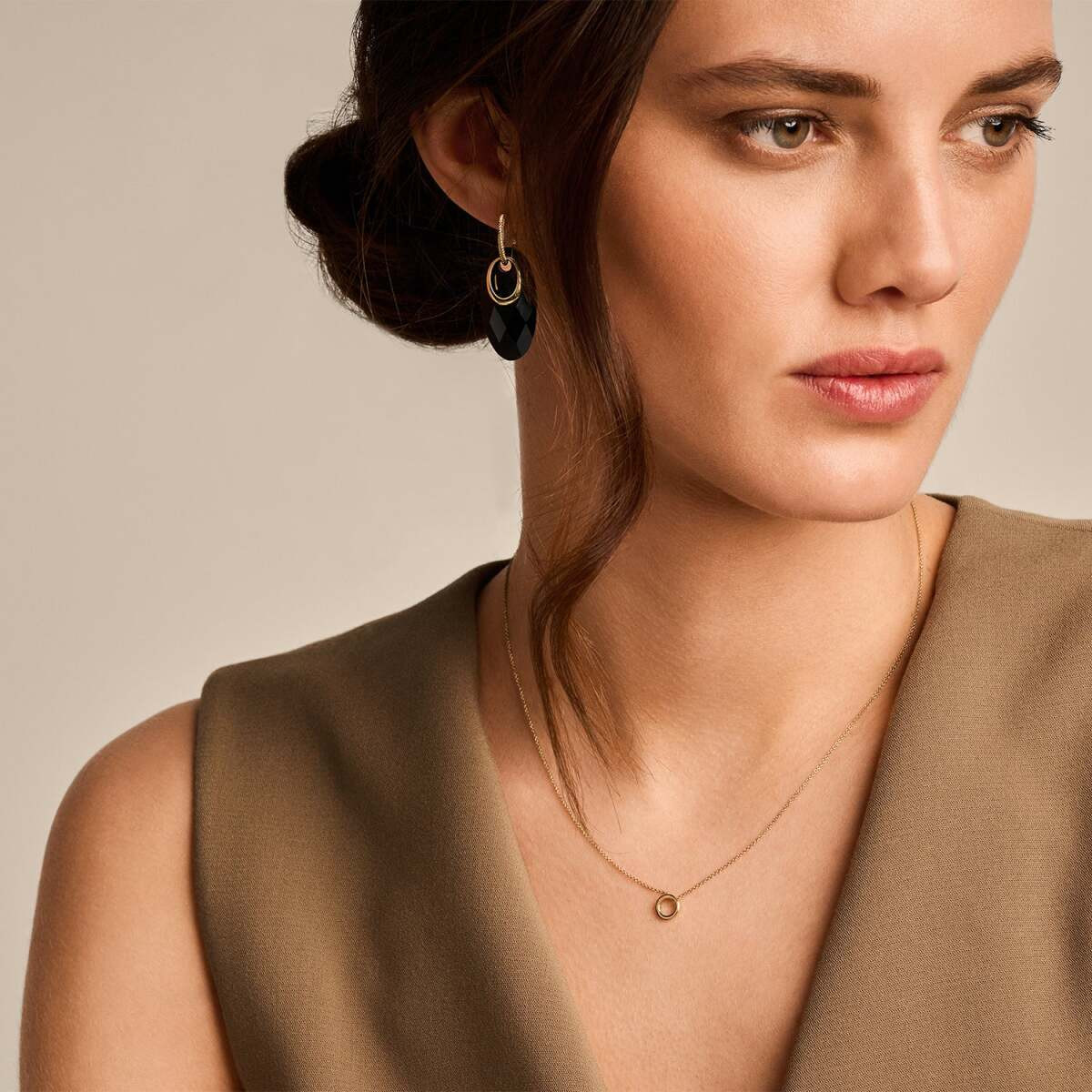 Blush 3083YGO gouden ketting met ronde hanger 7.2 mm - Lengte 42 cm