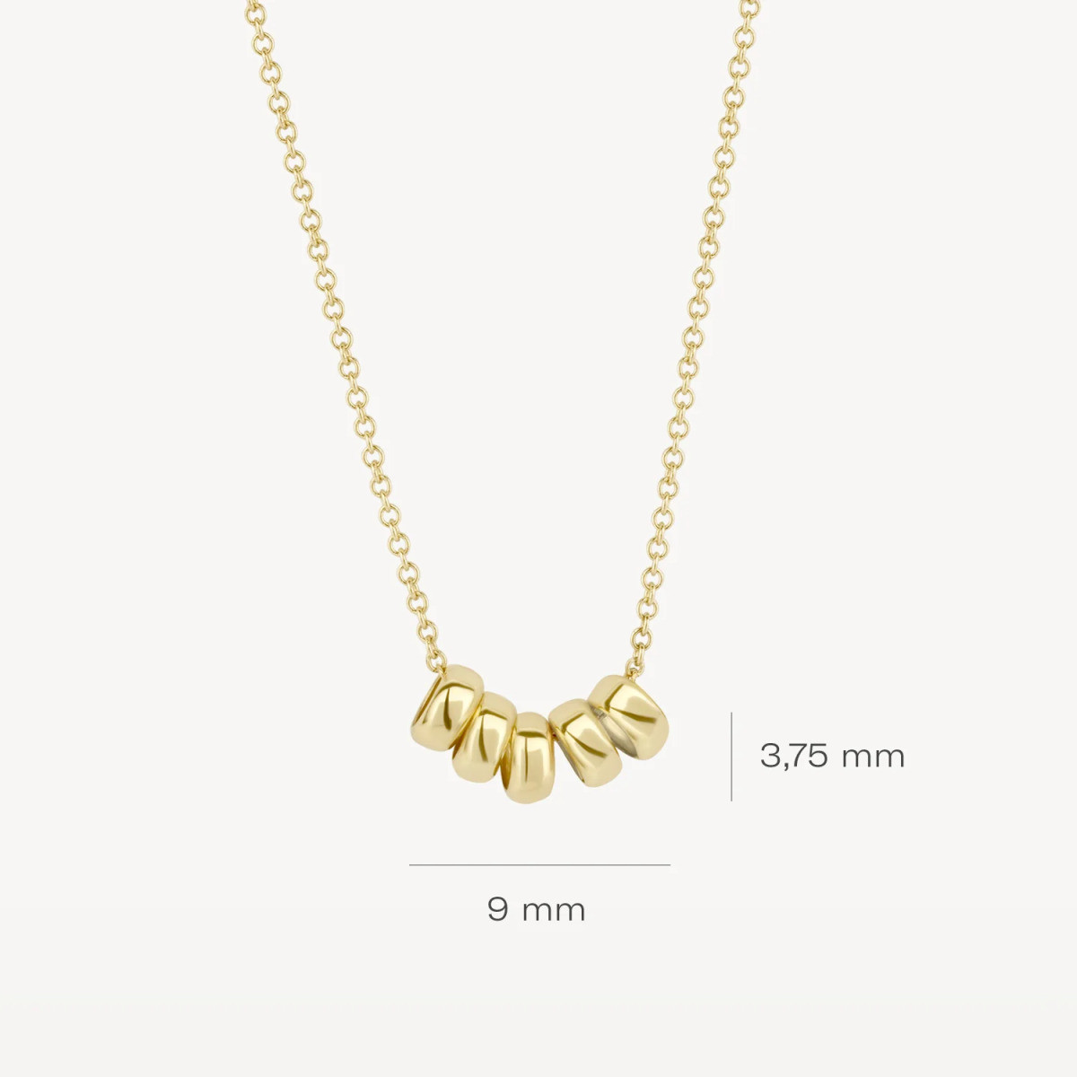 Blush 3087YGO gouden ketting met vijf cirkels 9 x 3.75 mm - Lengte 42 cm