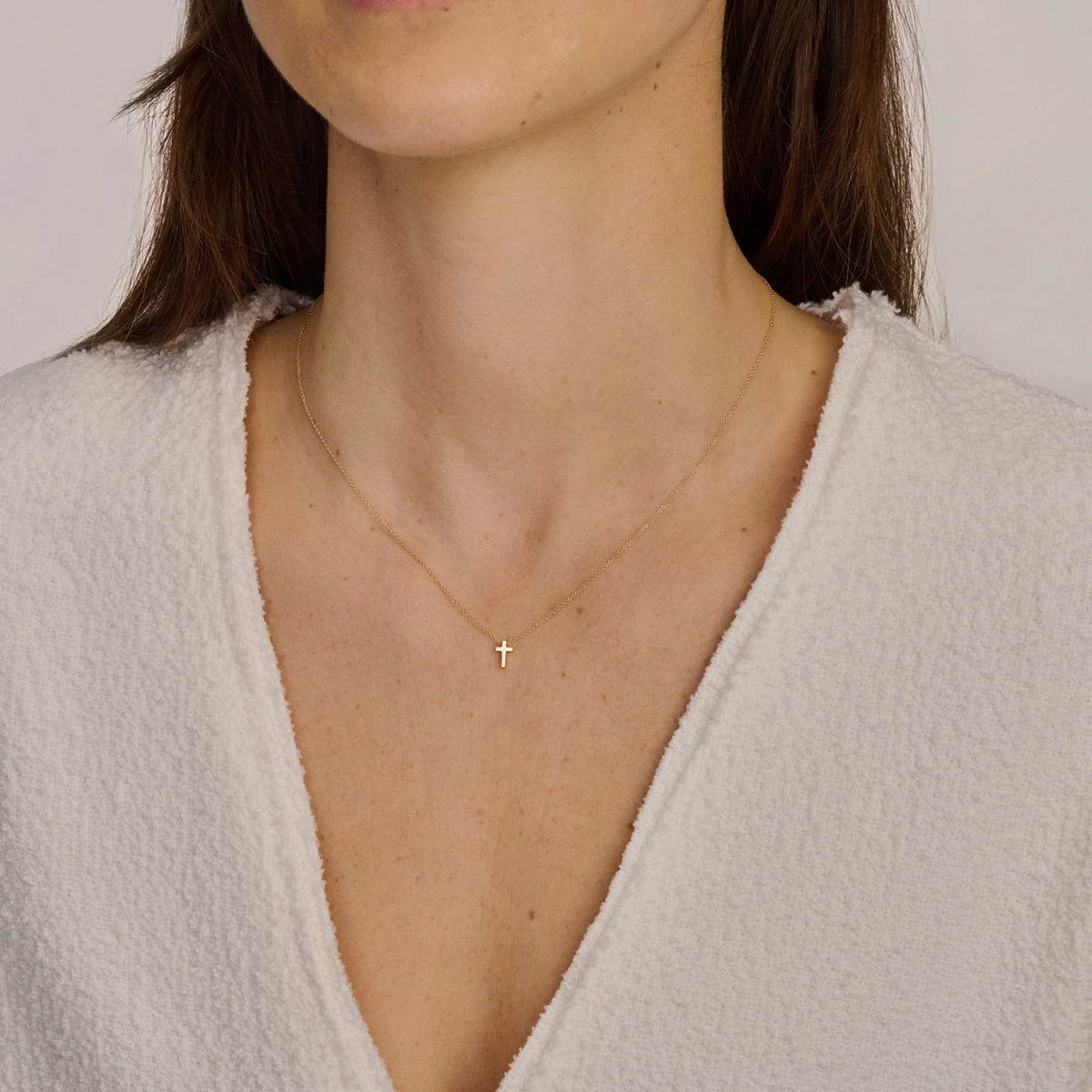 Blush 3091YGO gouden ketting met hanger kruisje 4.8 mm x 7 mm - Lengte 42 cm
