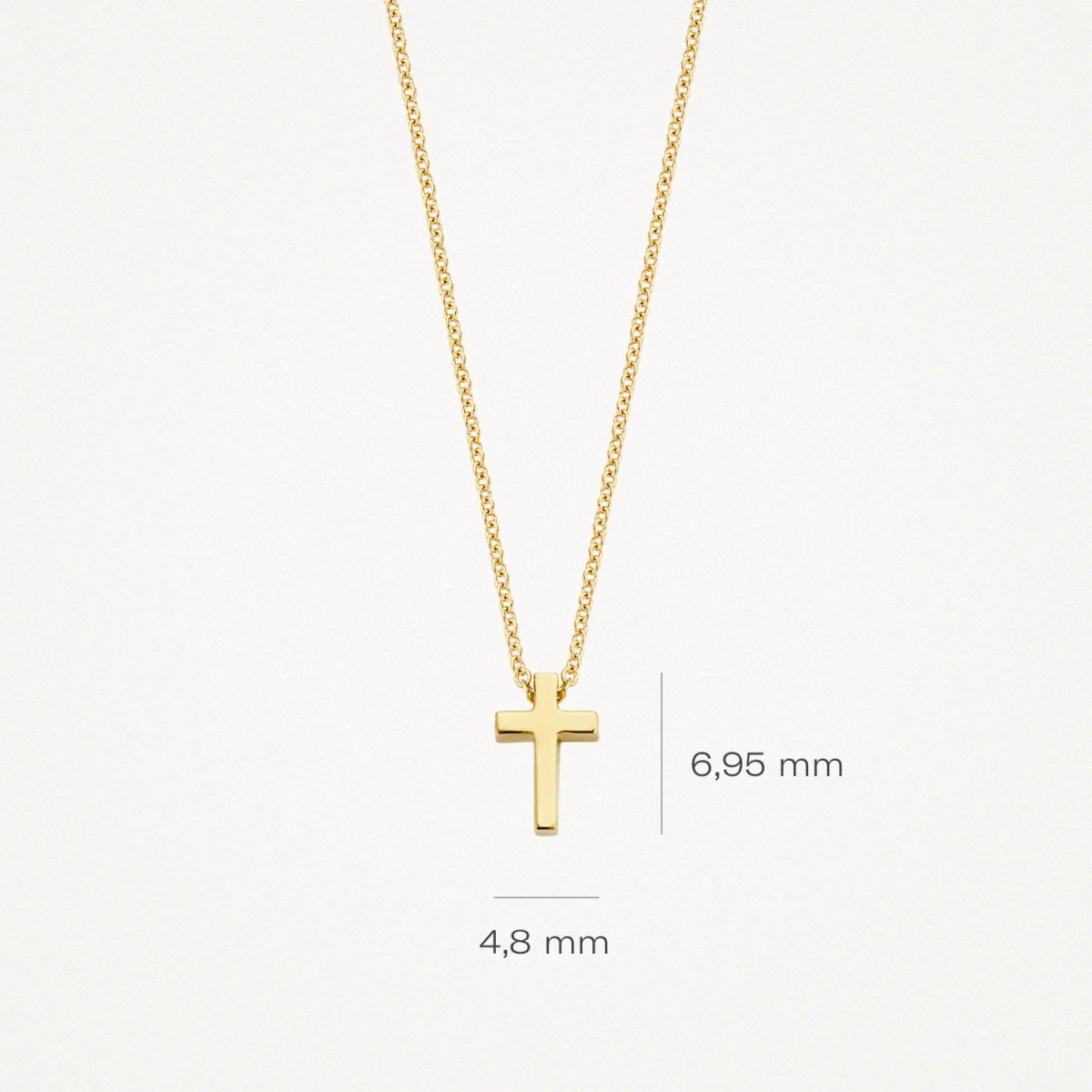 Blush 3091YGO gouden ketting met hanger kruisje 4.8 mm x 7 mm - Lengte 42 cm