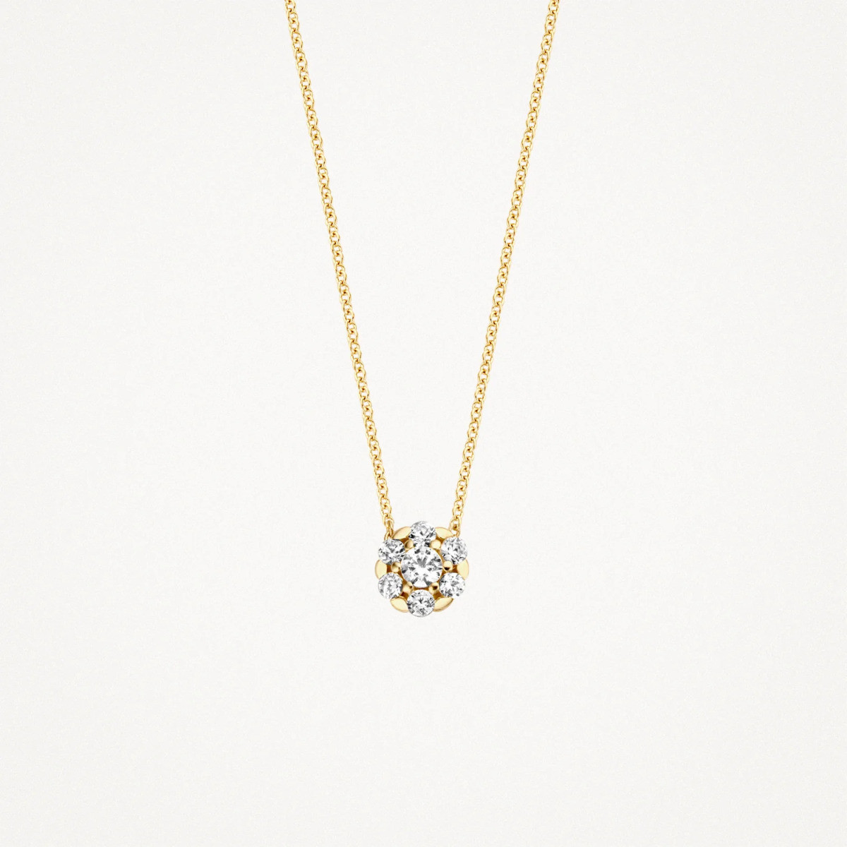 Blush 3097YZI gouden ketting met hanger ronde zirkoniahanger 5.2 mm - Lengte 42 cm