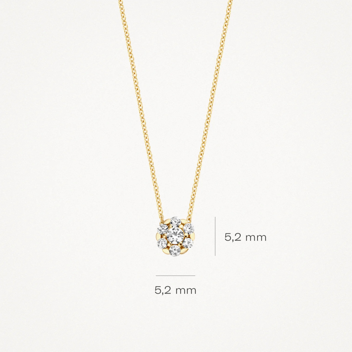 Blush 3097YZI gouden ketting met hanger ronde zirkoniahanger 5.2 mm - Lengte 42 cm