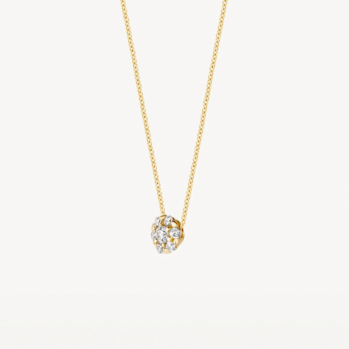 Blush 3097YZI gouden ketting met hanger ronde zirkoniahanger 5.2 mm - Lengte 42 cm