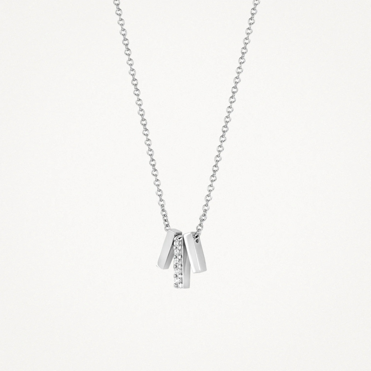 Blush 3122WZI witgouden ketting met hanger zirkonia staafjes 6.5 mm - Lengte 42 cm
