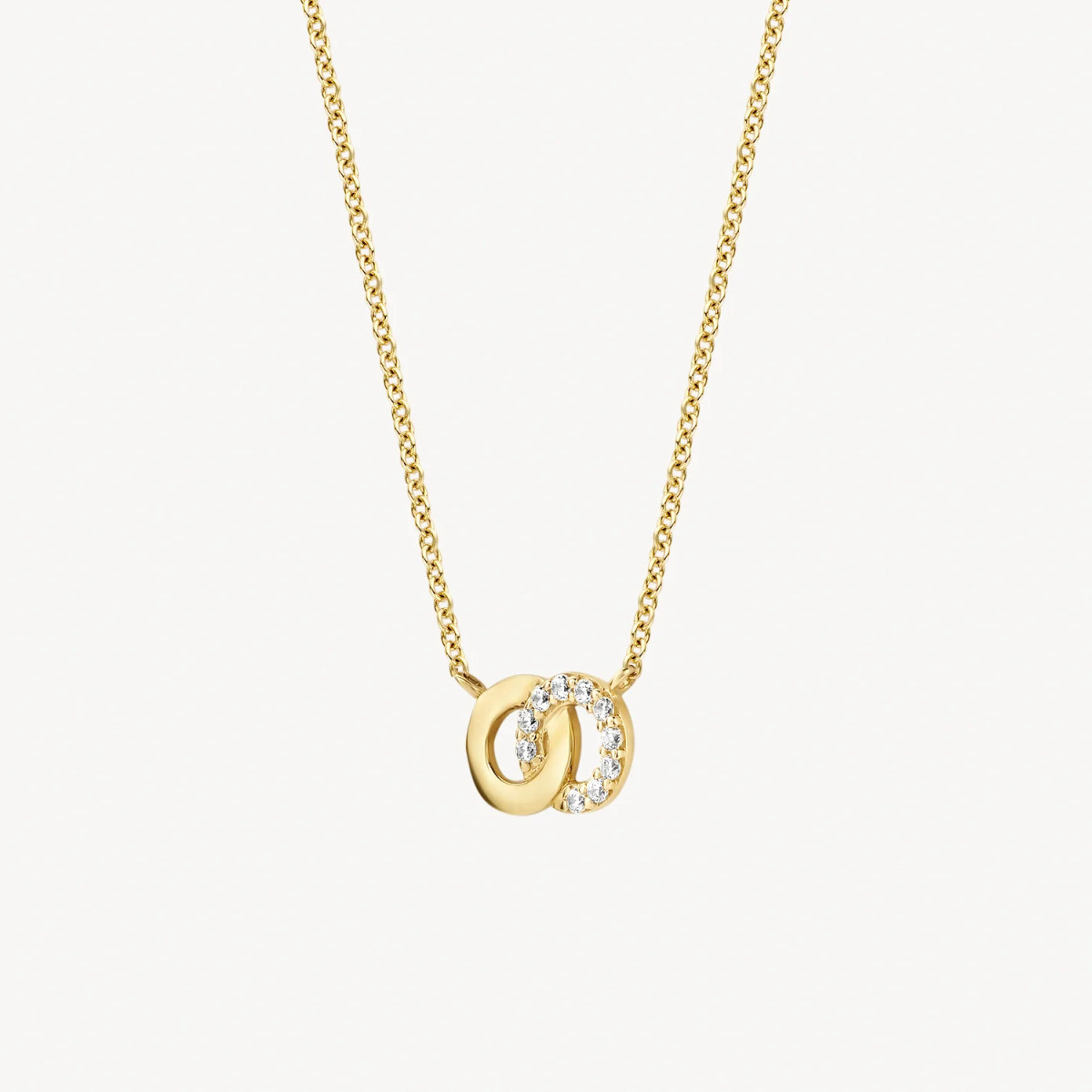 Blush 3126YZI gouden ketting met hanger verweven ringen en zirkonia 9.2 mm x 6 mm - Lengte 42 cm