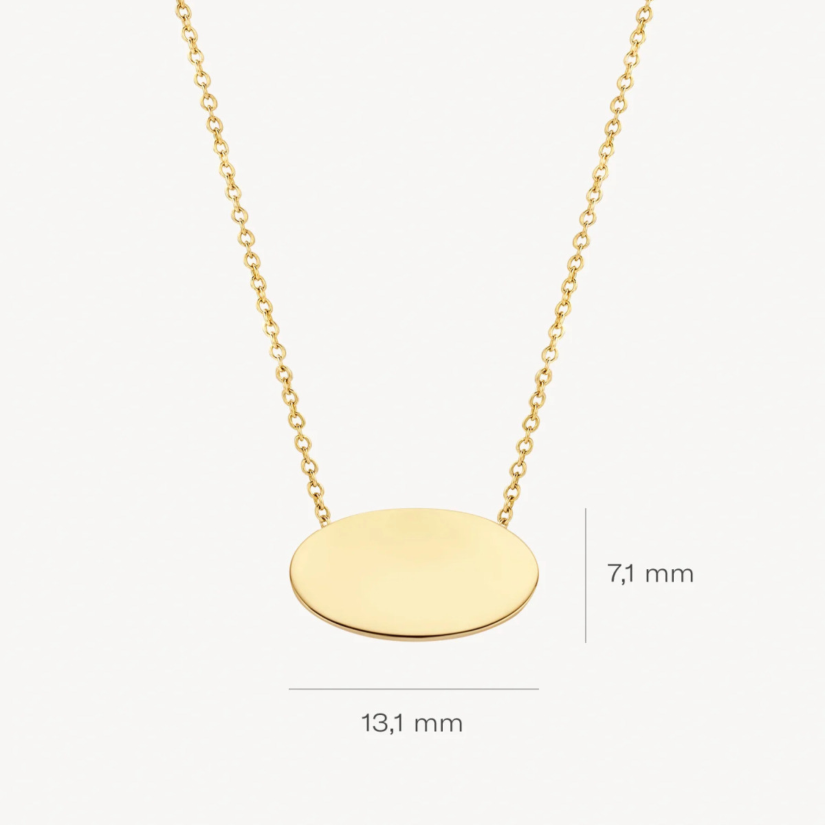Blush 3134YGO gouden ketting met ovale hanger 13.1 mm x 7.1 mm - Lengte 42 cm