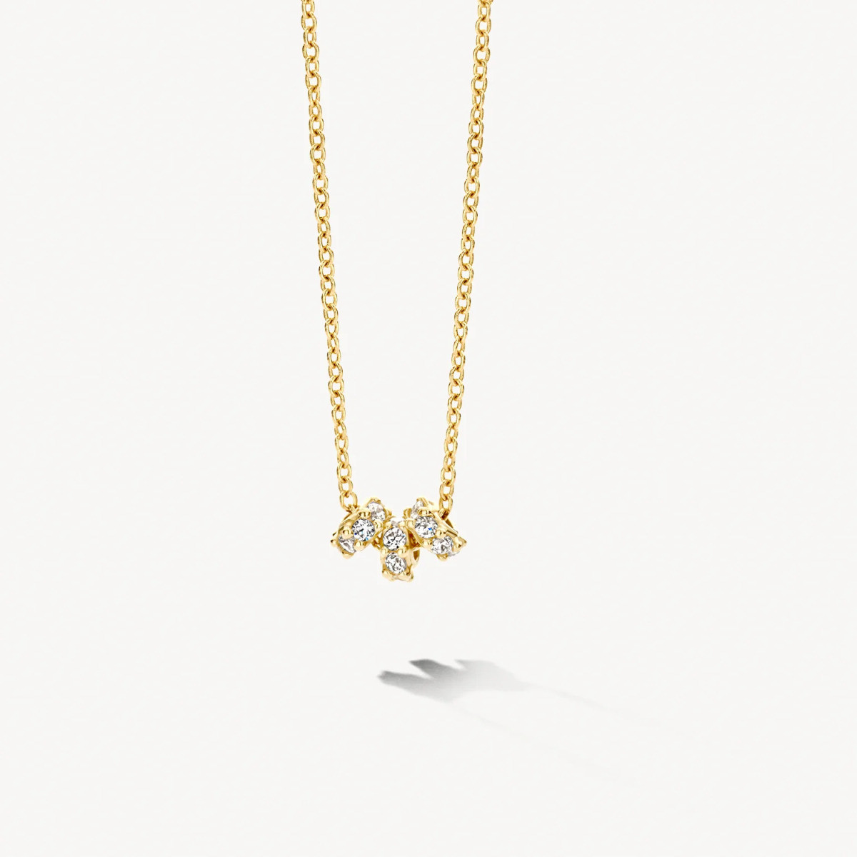 Blush 3136YZI gouden ketting met drie zirkonia hangers 5.5 mm x 3 mm - Lengte 42 cm