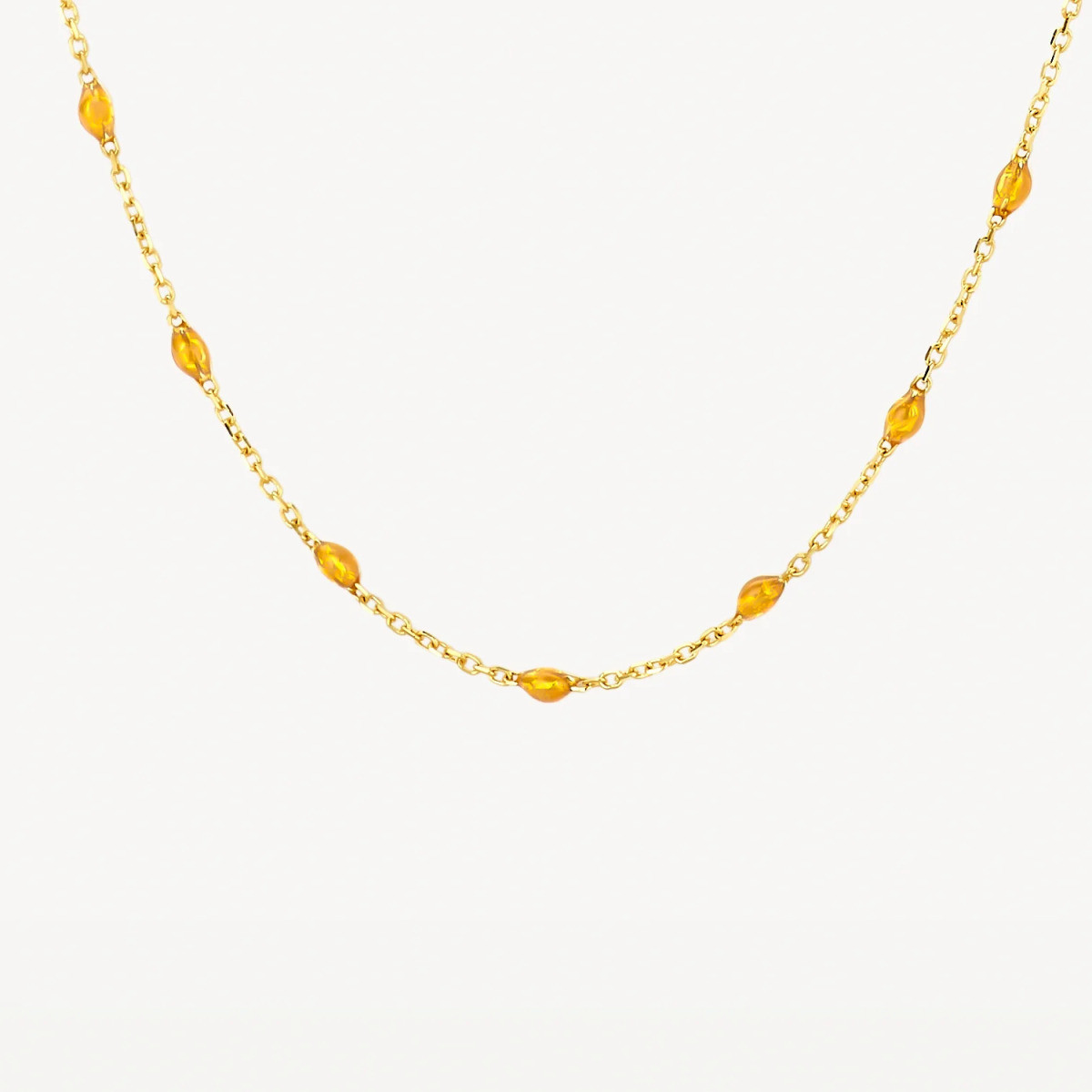 Blush 3162YRC gouden ketting met oranje resin stenen 2.75 x 1.5 mm - Lengte 42 cm